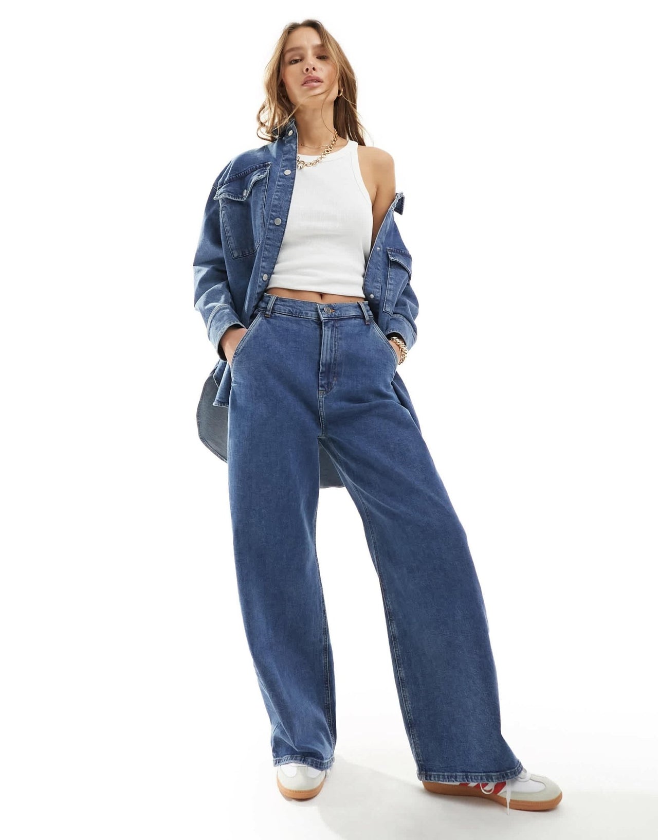 InWear Tonia high waisted wide leg jeans co - ord in vintage blue - ASOS Sample Sale EU Store