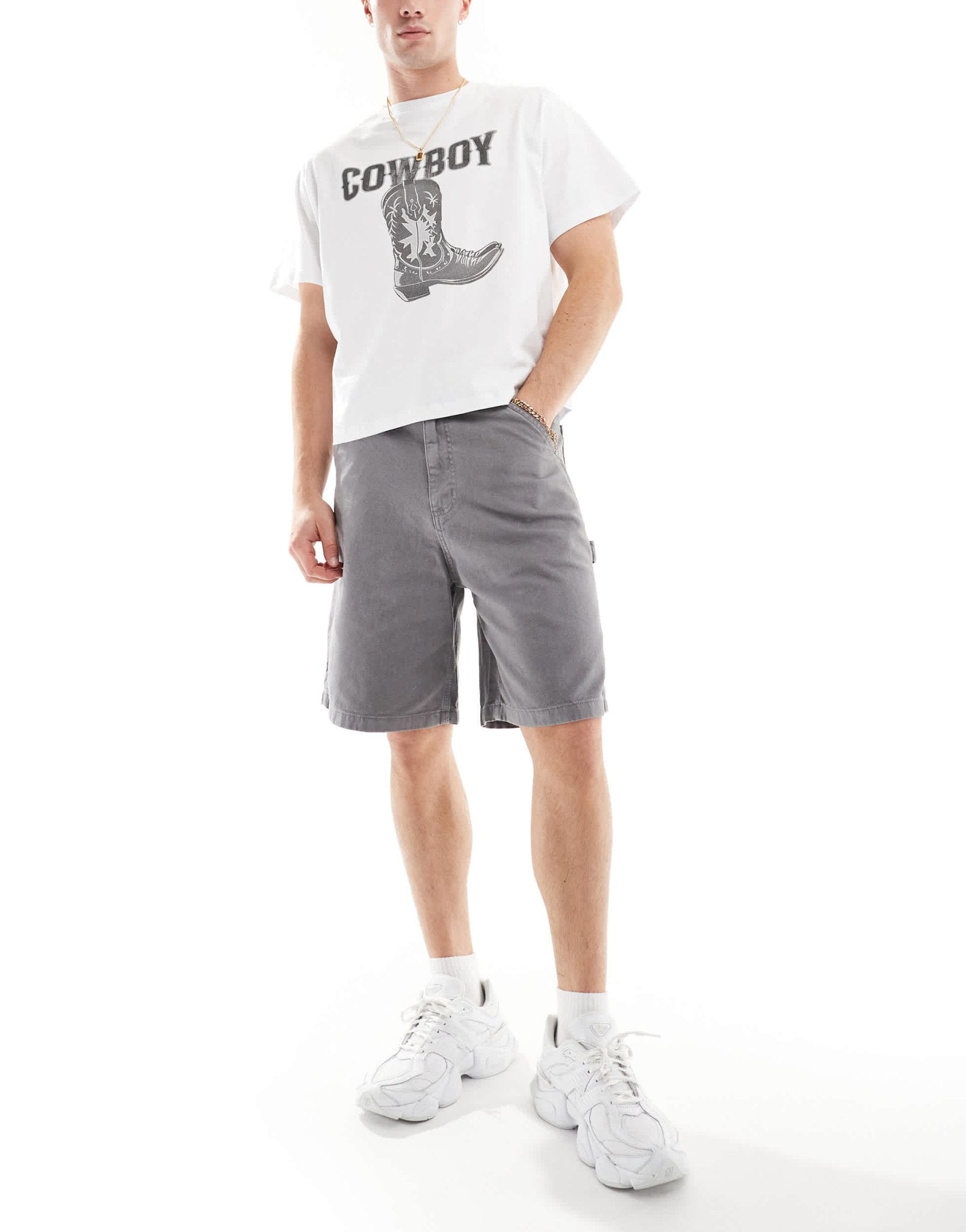 Jack & Jones baggy fit carpenter short in grey - ASOS Sample Sale EU Store