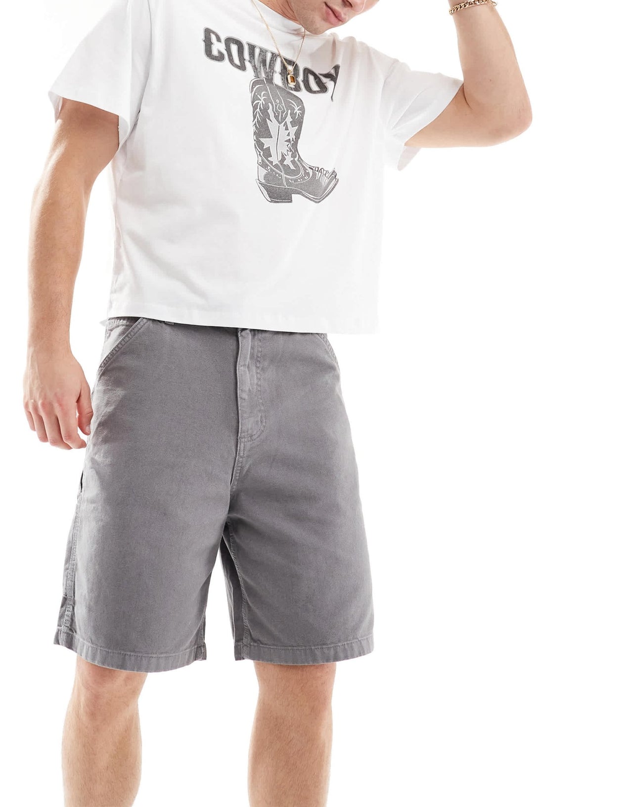Jack & Jones baggy fit carpenter short in grey - ASOS Sample Sale EU Store