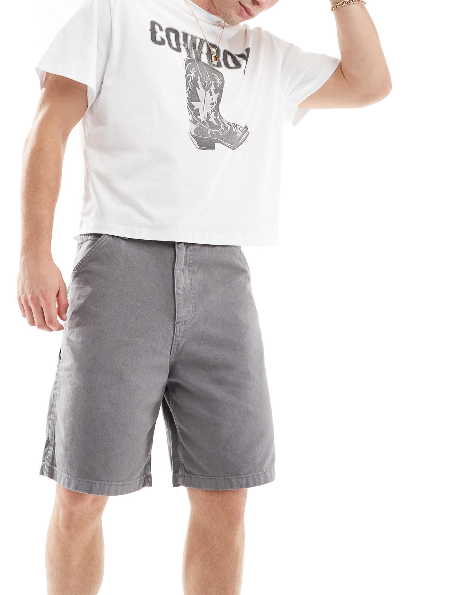 Jack & Jones baggy fit carpenter short in grey - ASOS Sample Sale EU Store