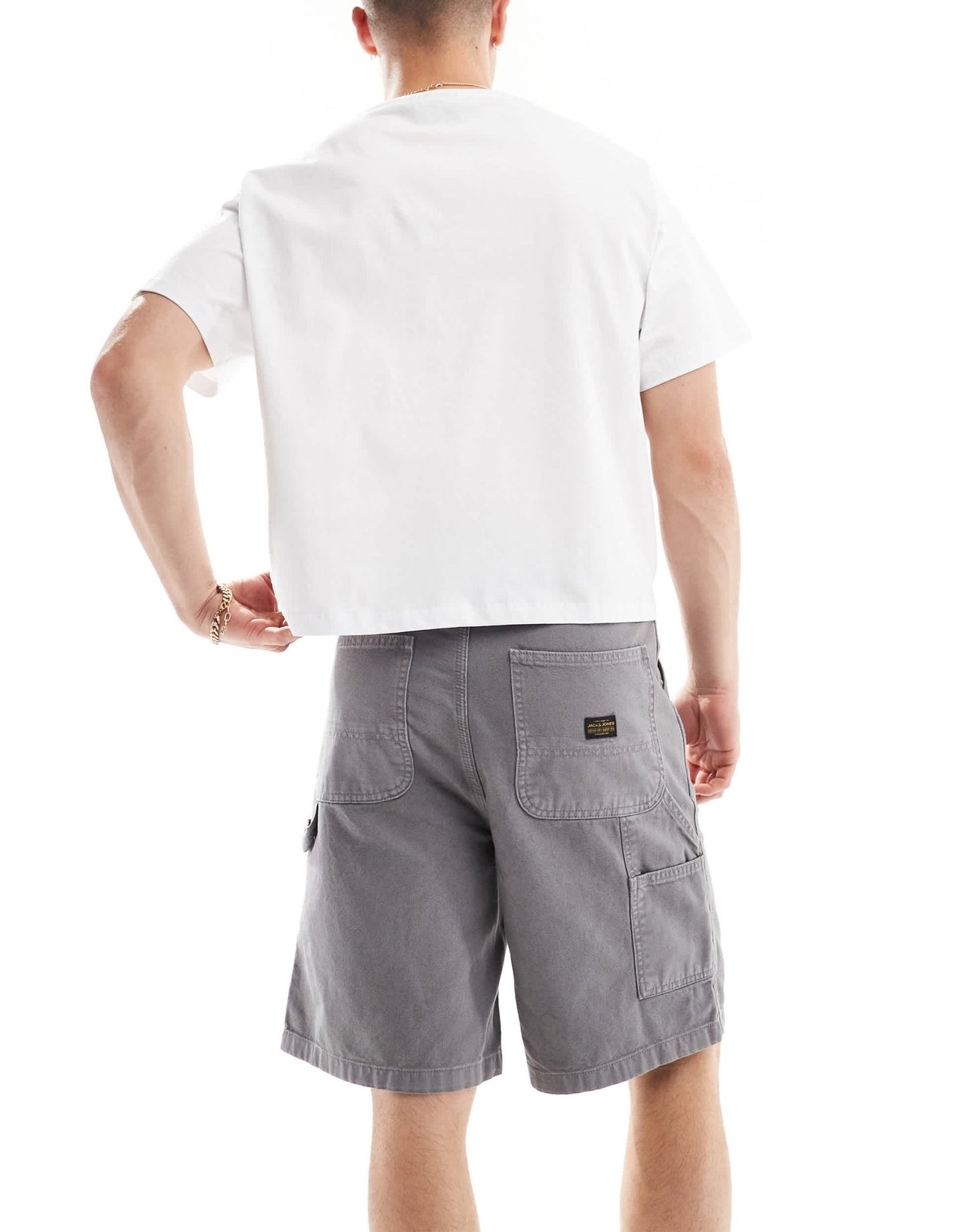 Jack & Jones baggy fit carpenter short in grey - ASOS Sample Sale EU Store