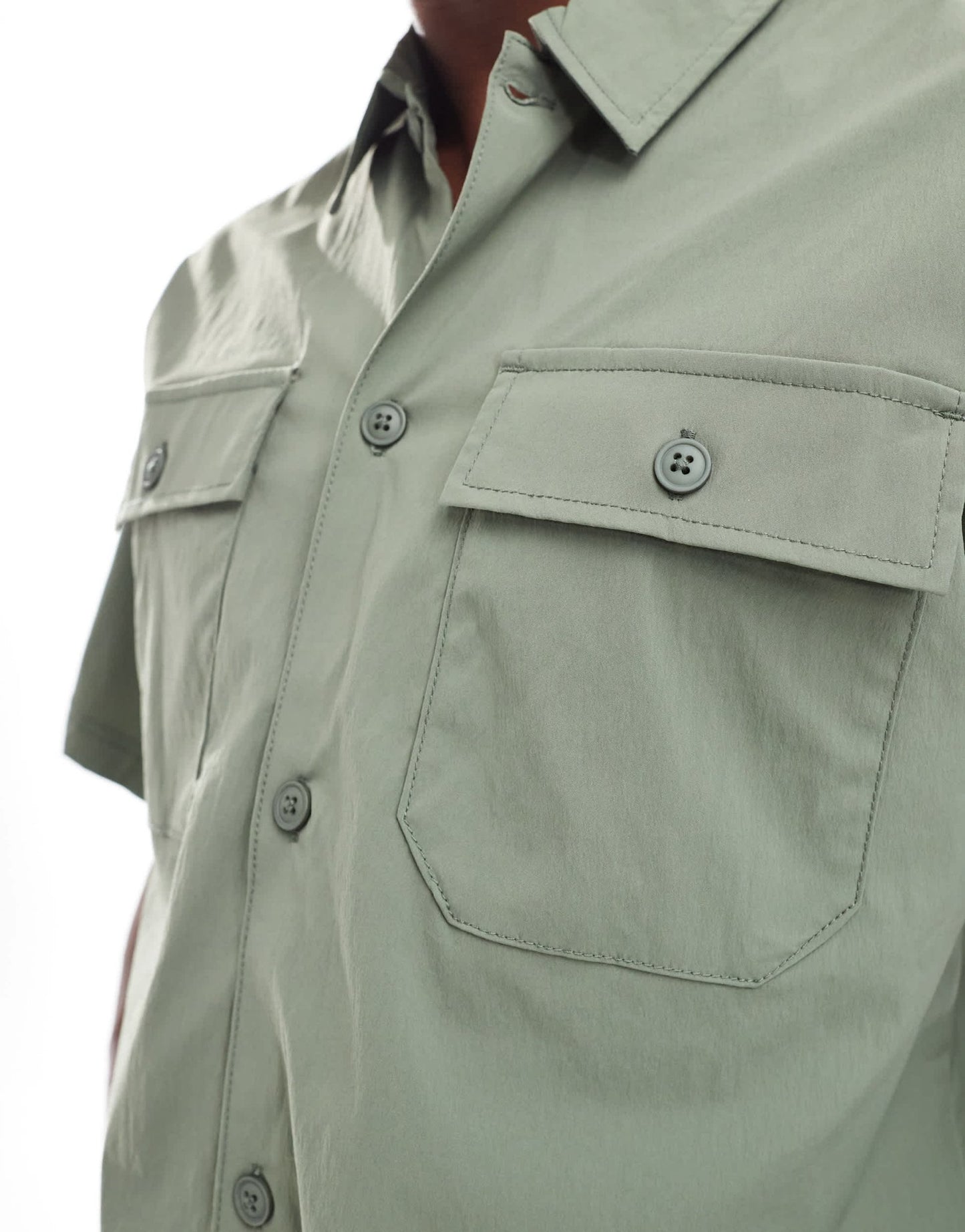 Jack & Jones co - ord oversized nylon utility pocket shirt in khaki - ASOS Sample Sale EU Store