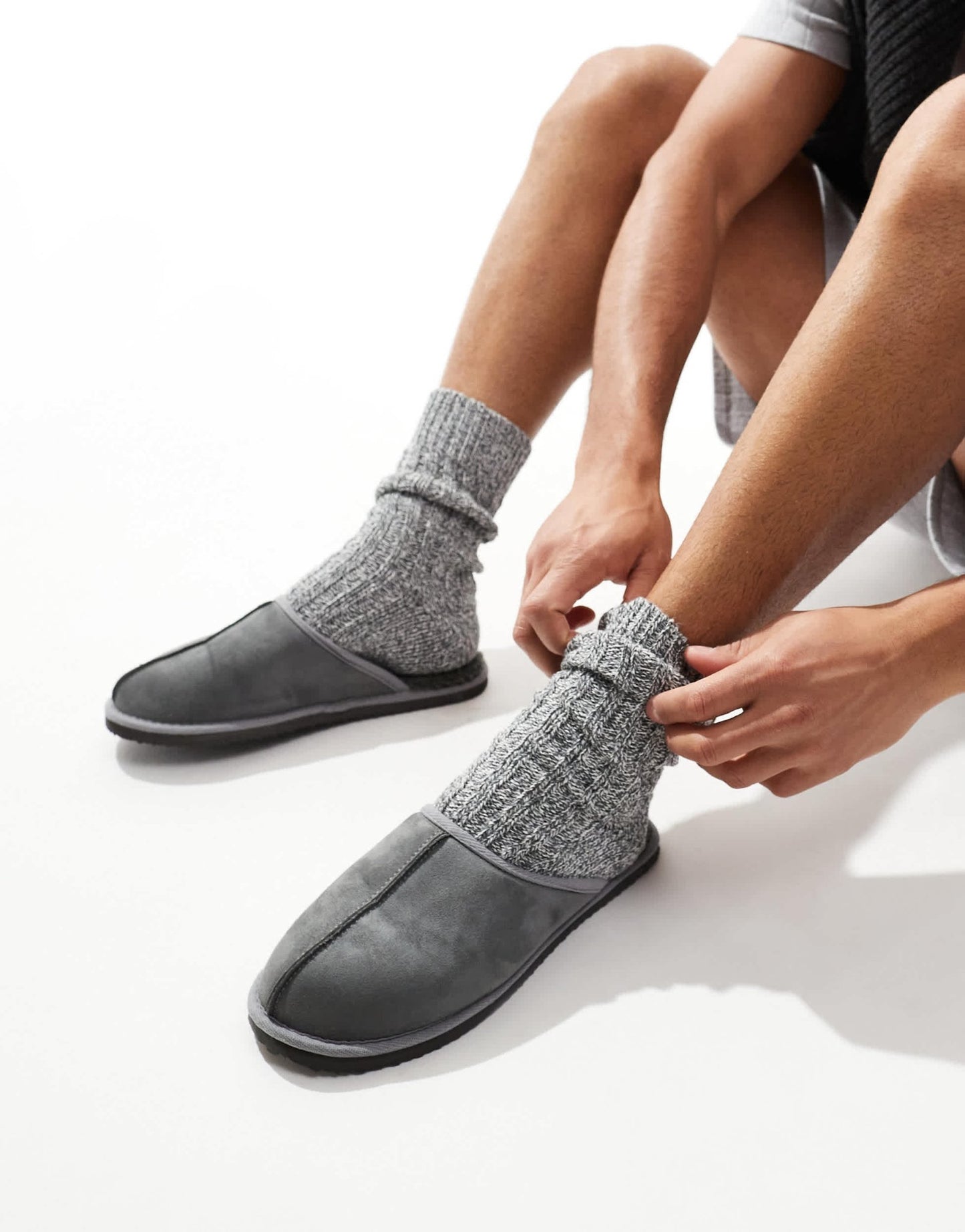 Jack & Jones faux suede slip on slipper in grey - ASOS Sample Sale EU Store
