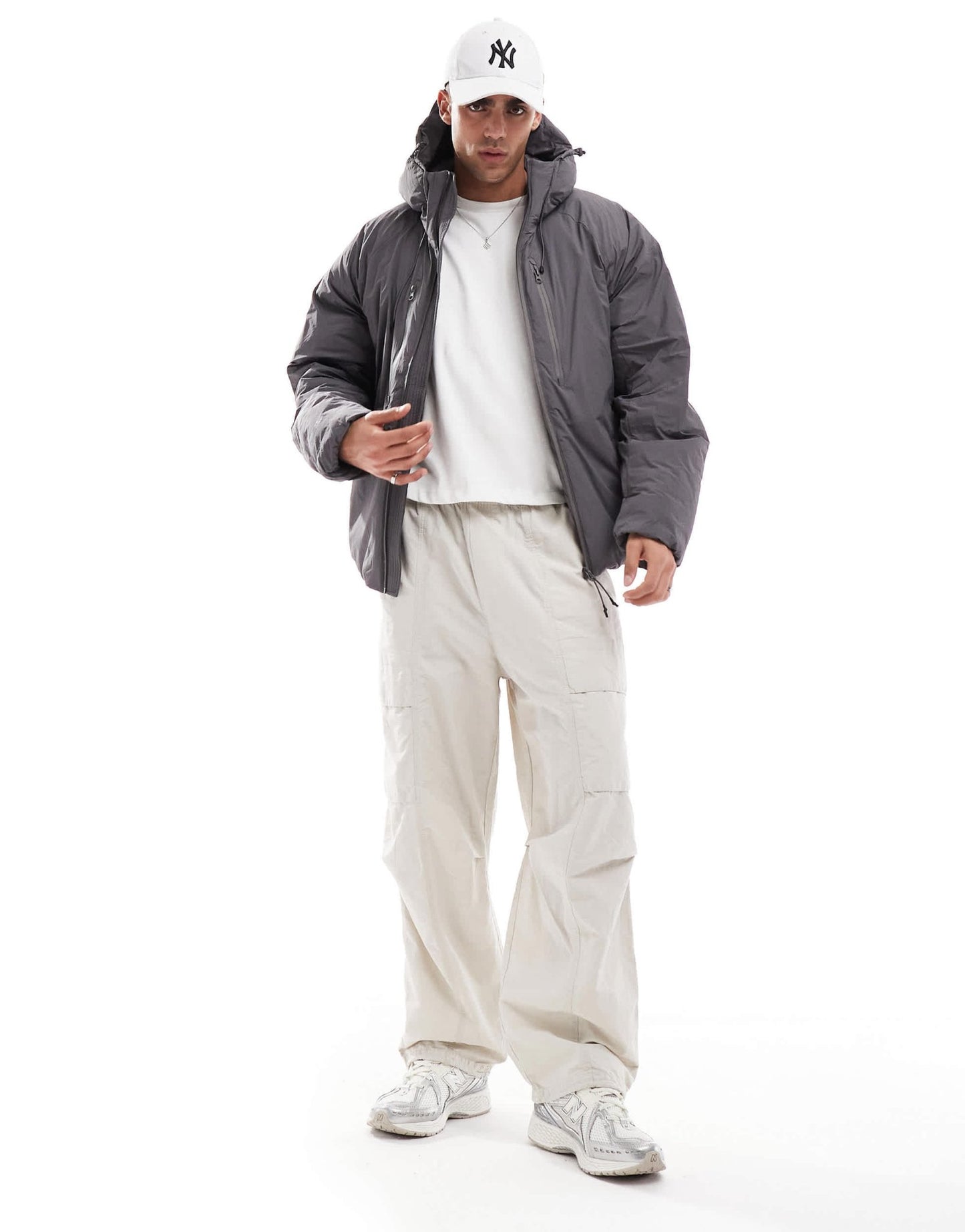 Jack & Jones hooded puffer jacket with tech details in dark grey - ASOS Sample Sale EU Store