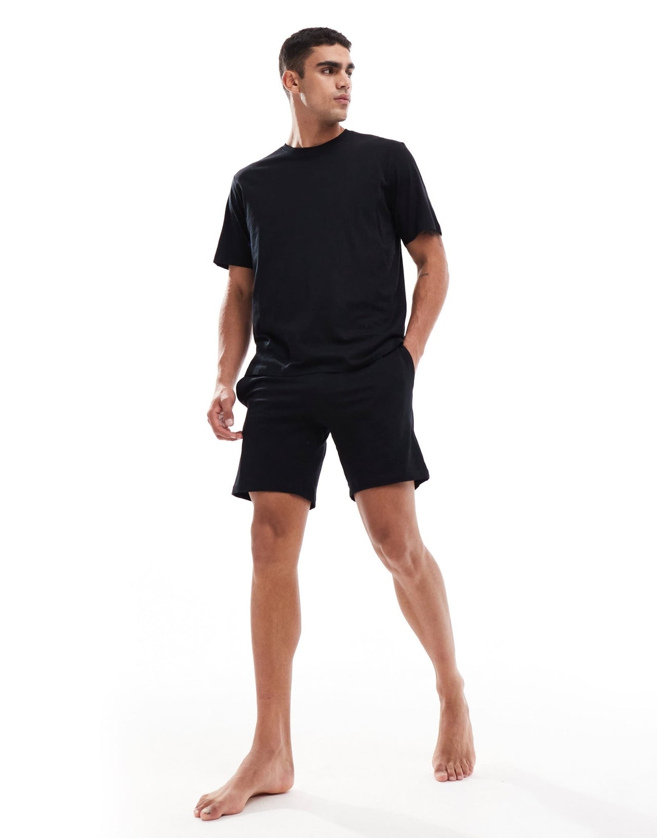 Jack & Jones jersey lounge short pyjama set in black - ASOS Sample Sale EU Store