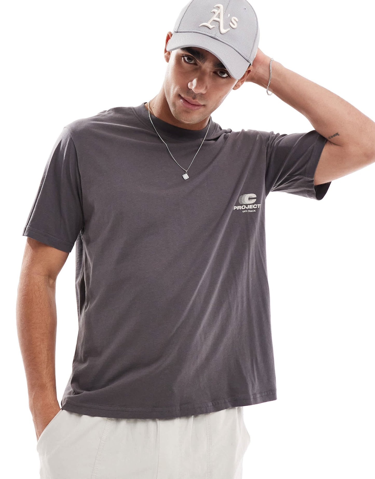 Jack & Jones oversized front print t-shirt in dark grey - ASOS Sample Sale EU Store