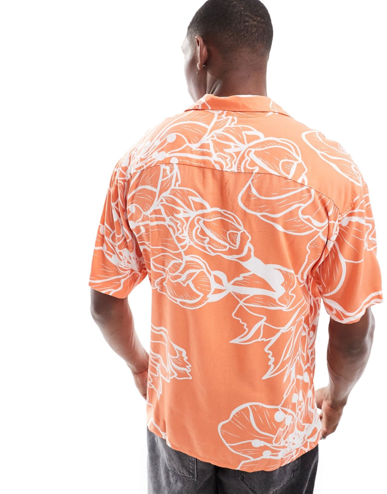 Jack & Jones oversized revere collar floral printed shirt in burnt orange - ASOS Sample Sale EU Store
