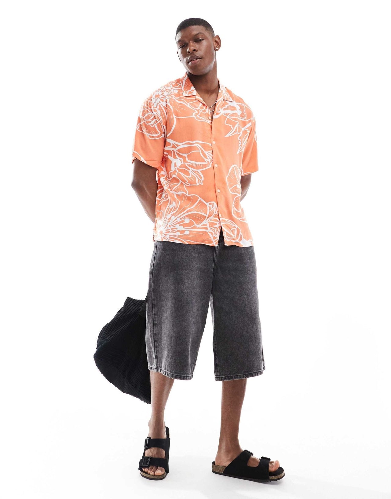 Jack & Jones oversized revere collar floral printed shirt in burnt orange - ASOS Sample Sale EU Store