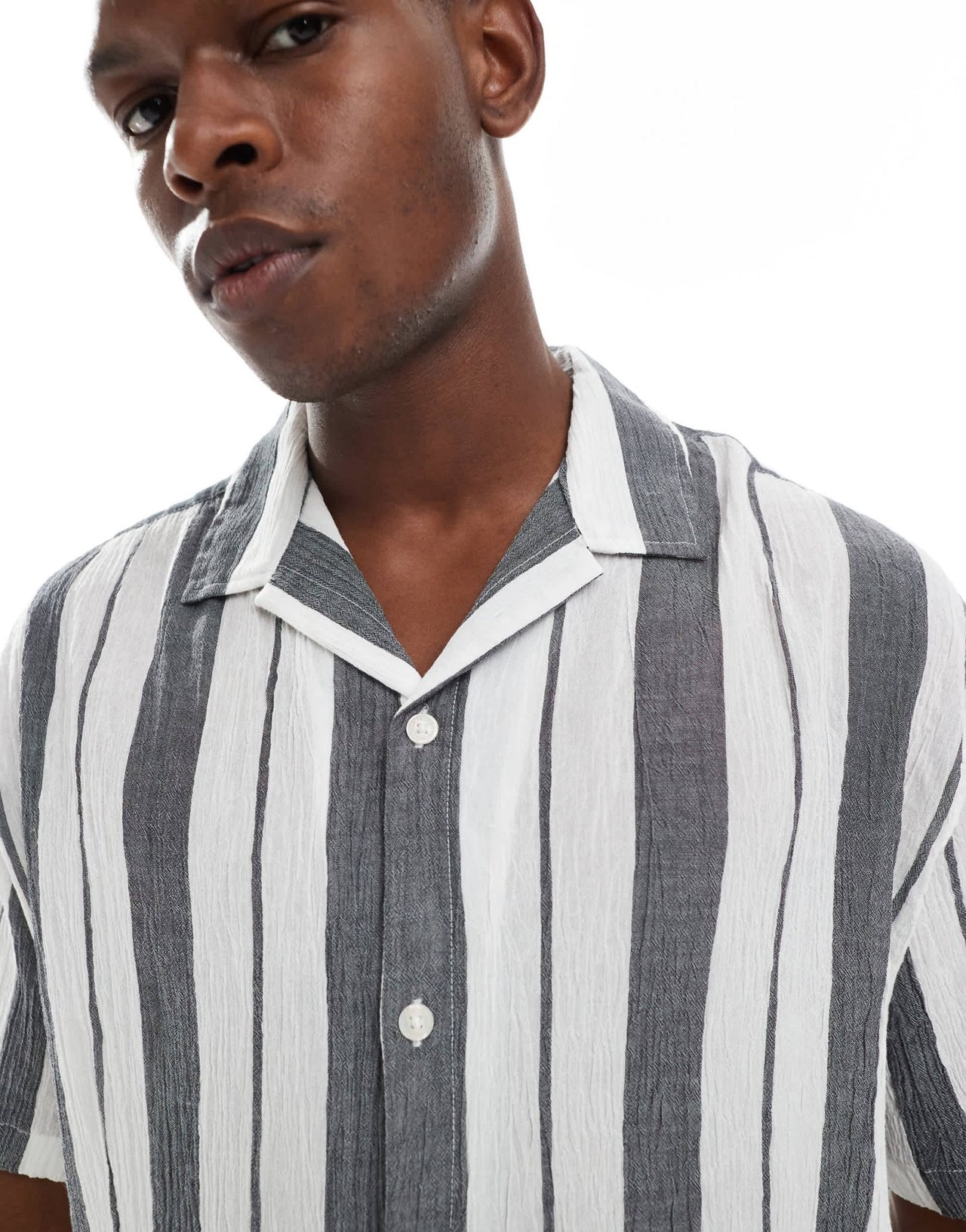 Jack & Jones oversized revere collar stripe shirt in navy - ASOS Sample Sale EU Store