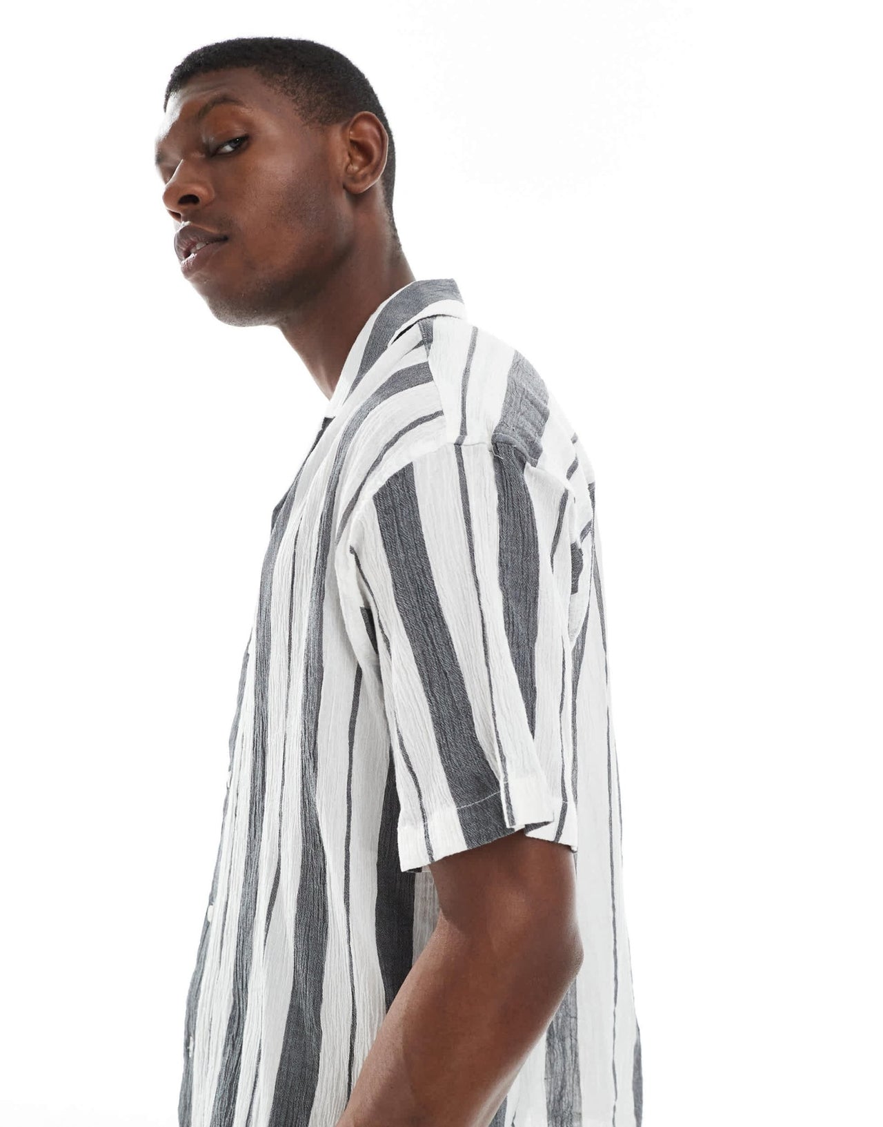 Jack & Jones oversized revere collar stripe shirt in navy - ASOS Sample Sale EU Store