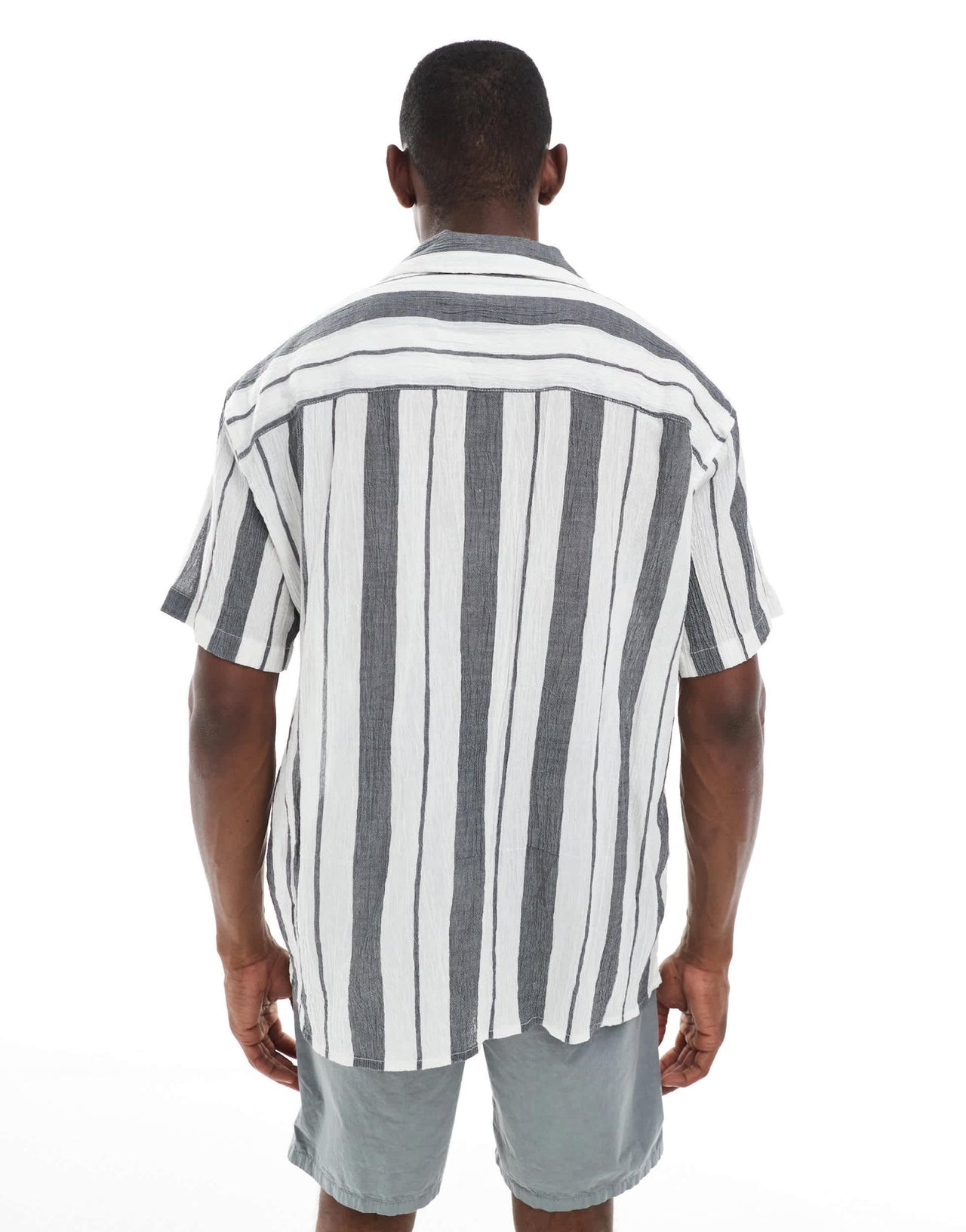 Jack & Jones oversized revere collar stripe shirt in navy - ASOS Sample Sale EU Store