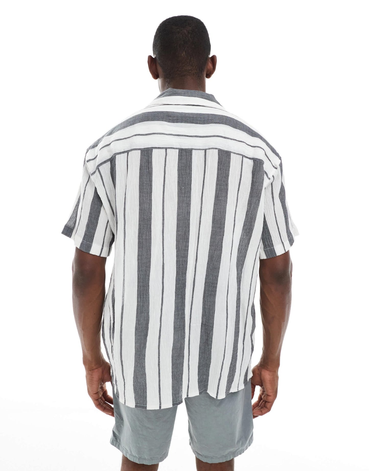 Jack & Jones oversized revere collar stripe shirt in navy - ASOS Sample Sale EU Store