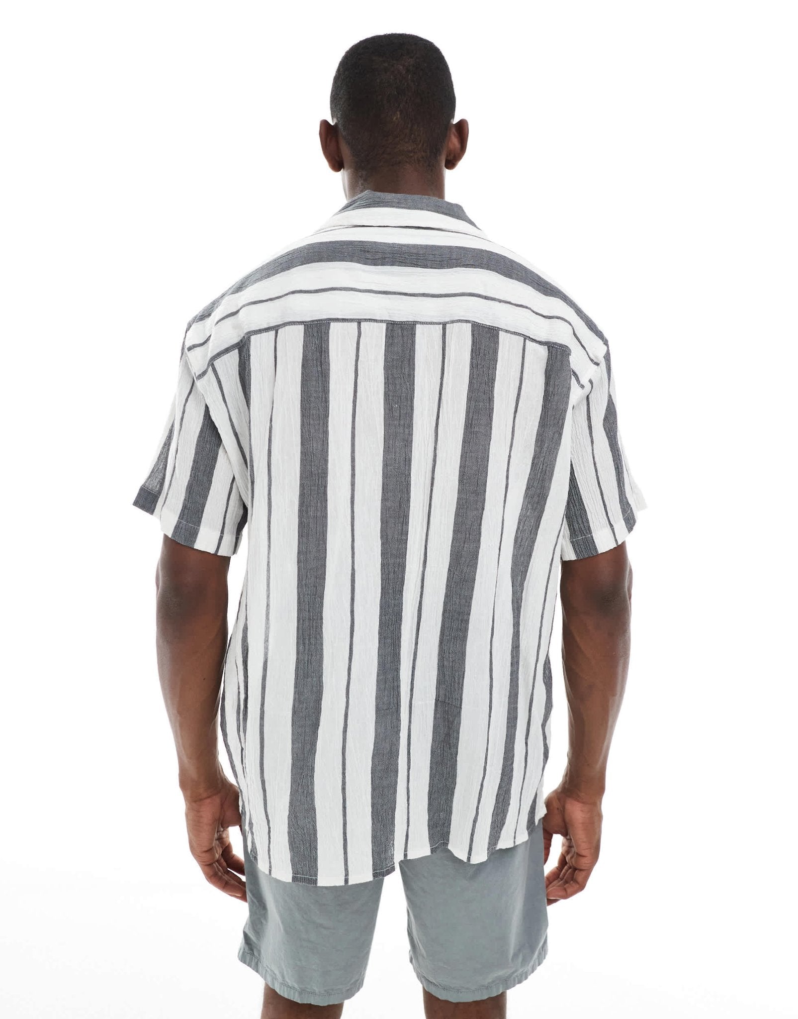 Jack & Jones oversized revere collar stripe shirt in navy - ASOS Sample Sale EU Store