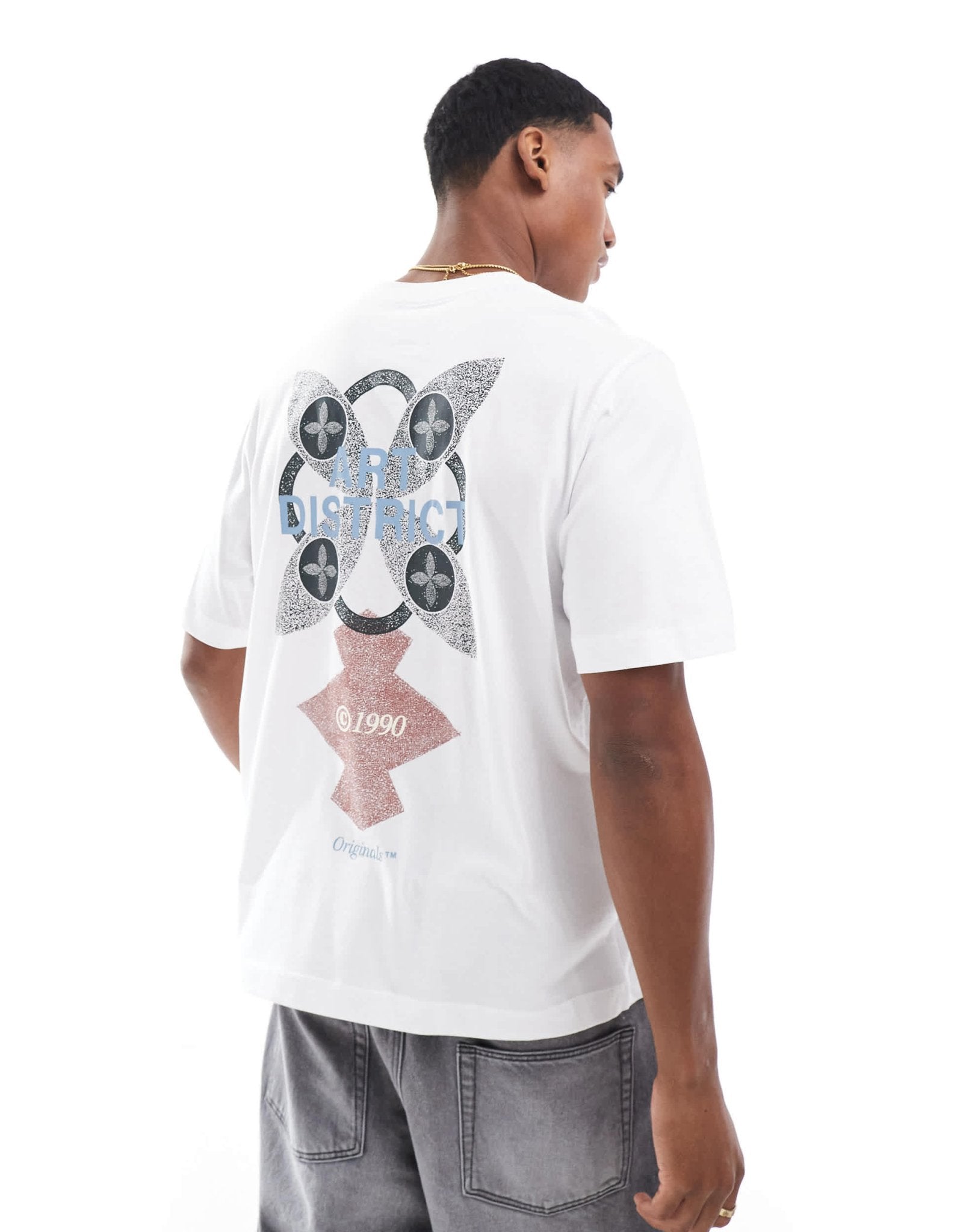 Jack & Jones oversized t-shirt with art district back print in white - ASOS Sample Sale EU Store