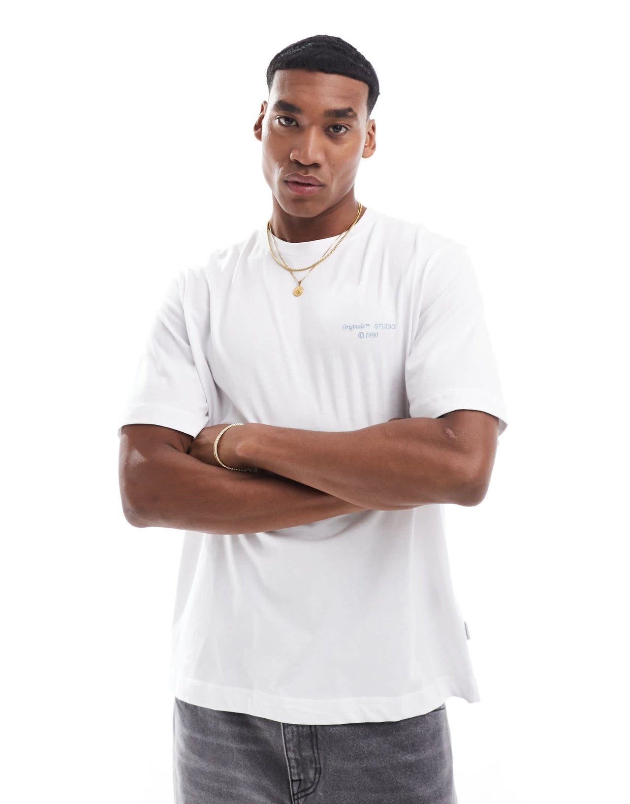 Jack & Jones oversized t-shirt with art district back print in white - ASOS Sample Sale EU Store