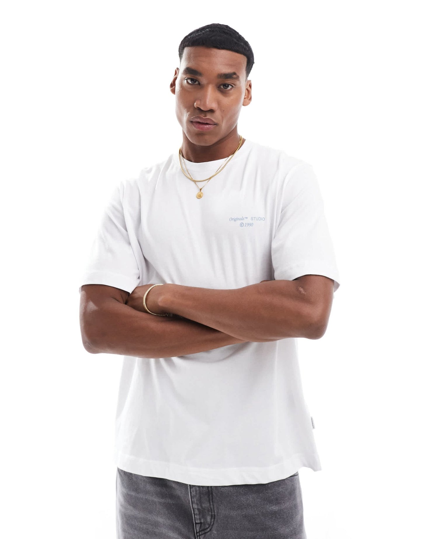 Jack & Jones oversized t-shirt with art district back print in white - ASOS Sample Sale EU Store
