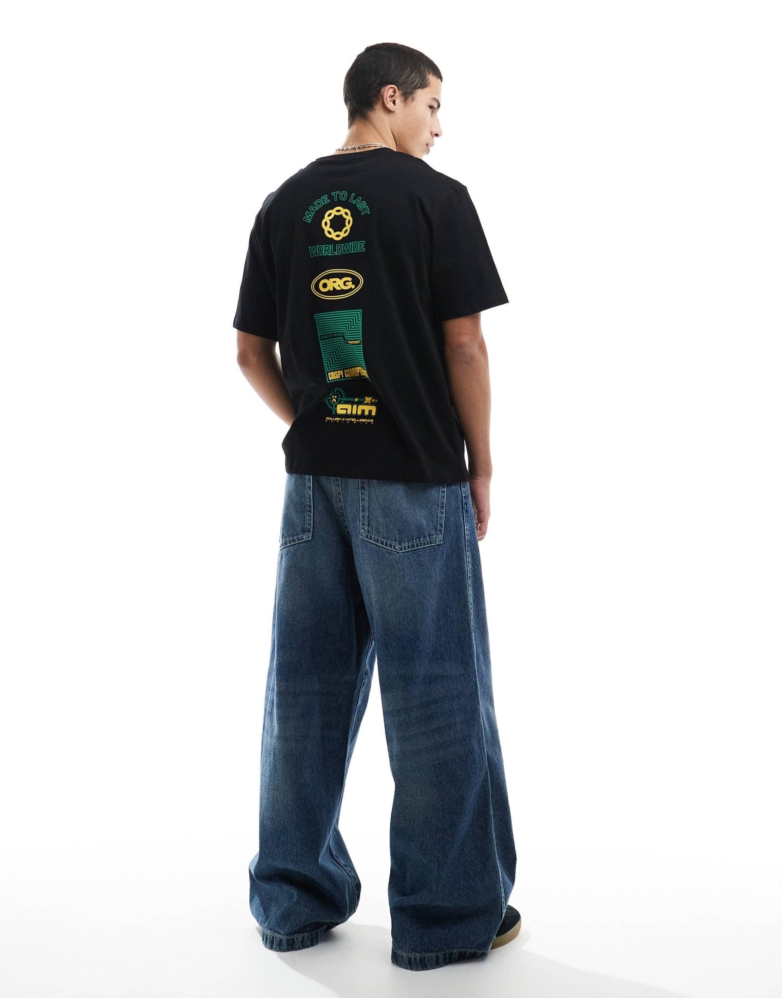 Jack & Jones oversized t-shirt with retro backprint in black - ASOS Sample Sale EU Store