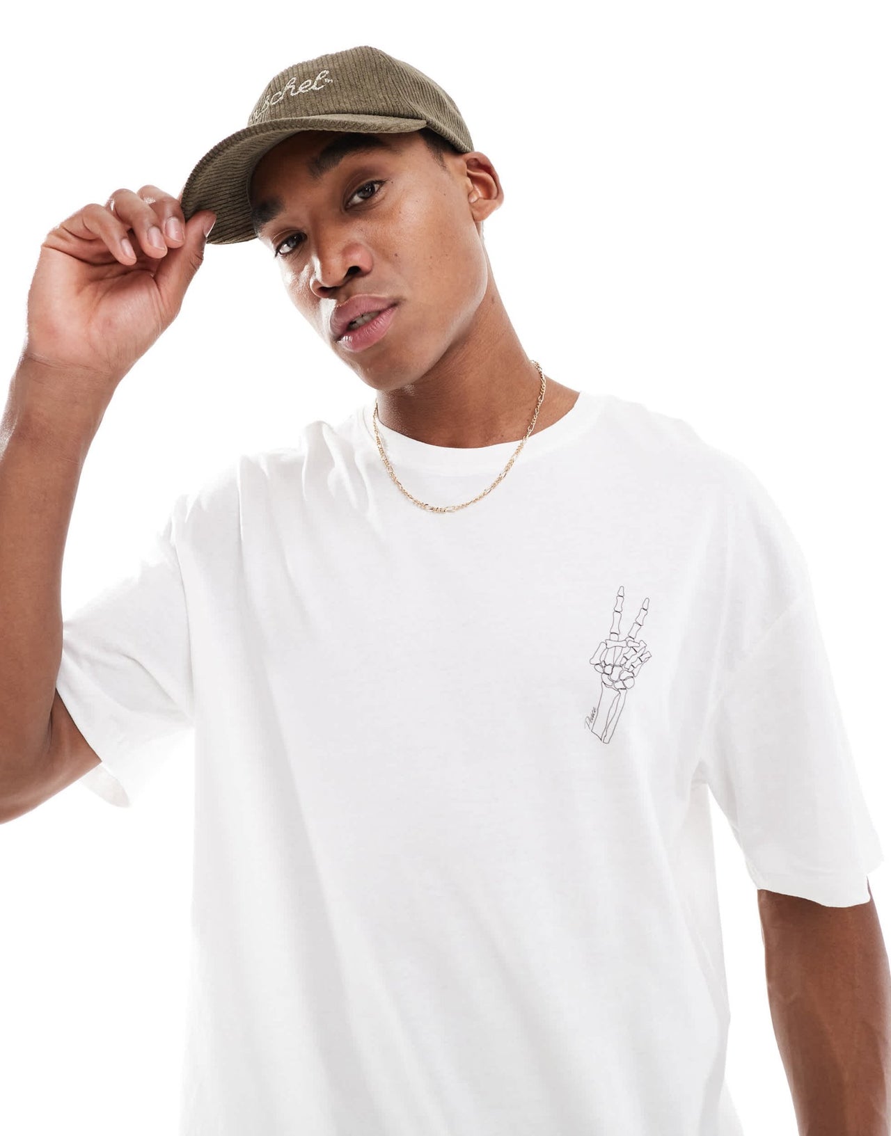 Jack & Jones oversized t-shirt with skull peace hand print in white - ASOS Sample Sale EU Store