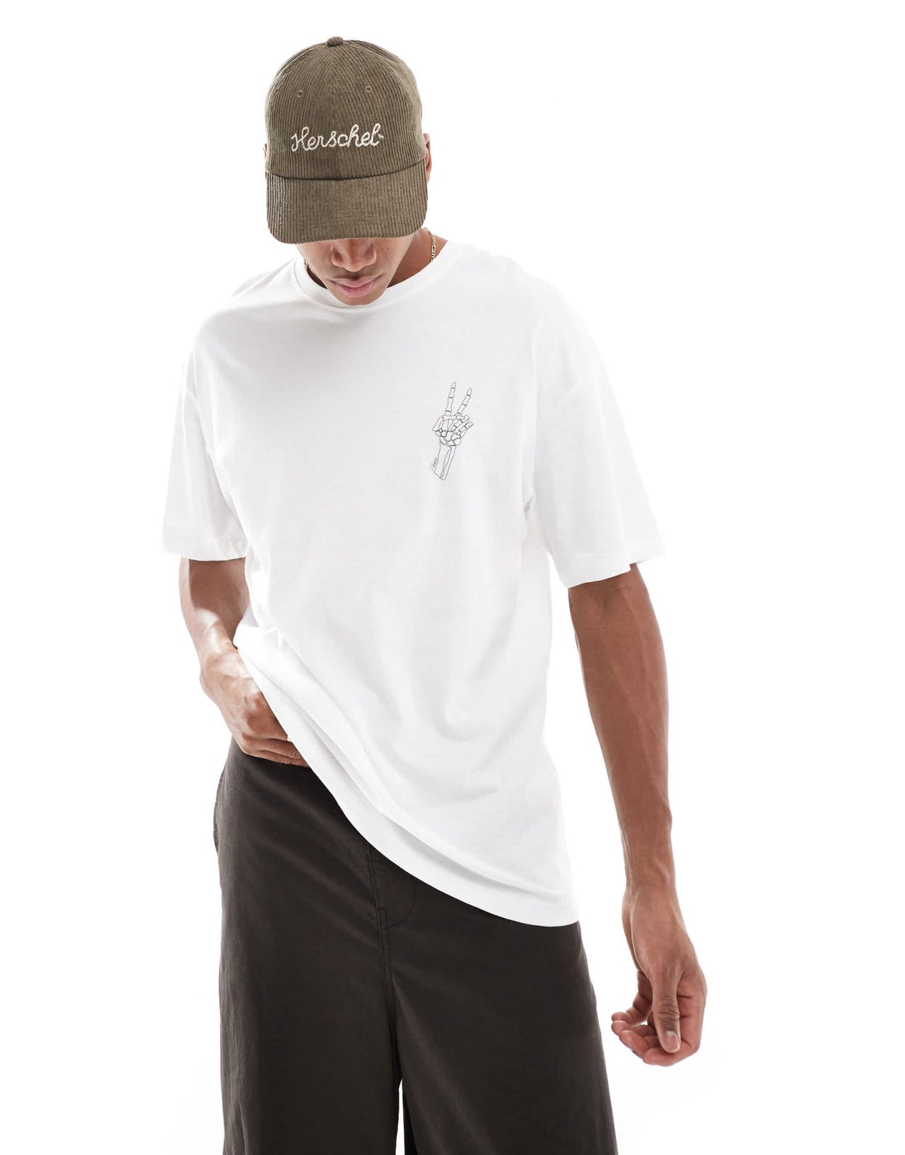 Jack & Jones oversized t-shirt with skull peace hand print in white - ASOS Sample Sale EU Store