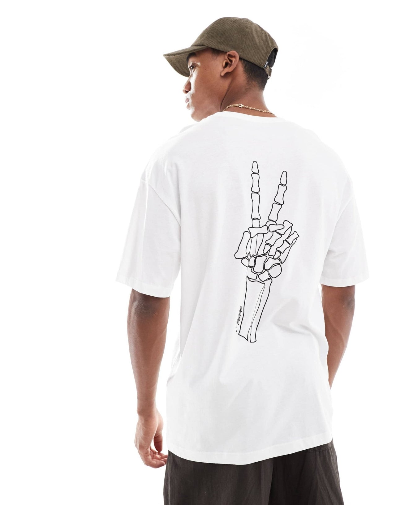 Jack & Jones oversized t-shirt with skull peace hand print in white - ASOS Sample Sale EU Store