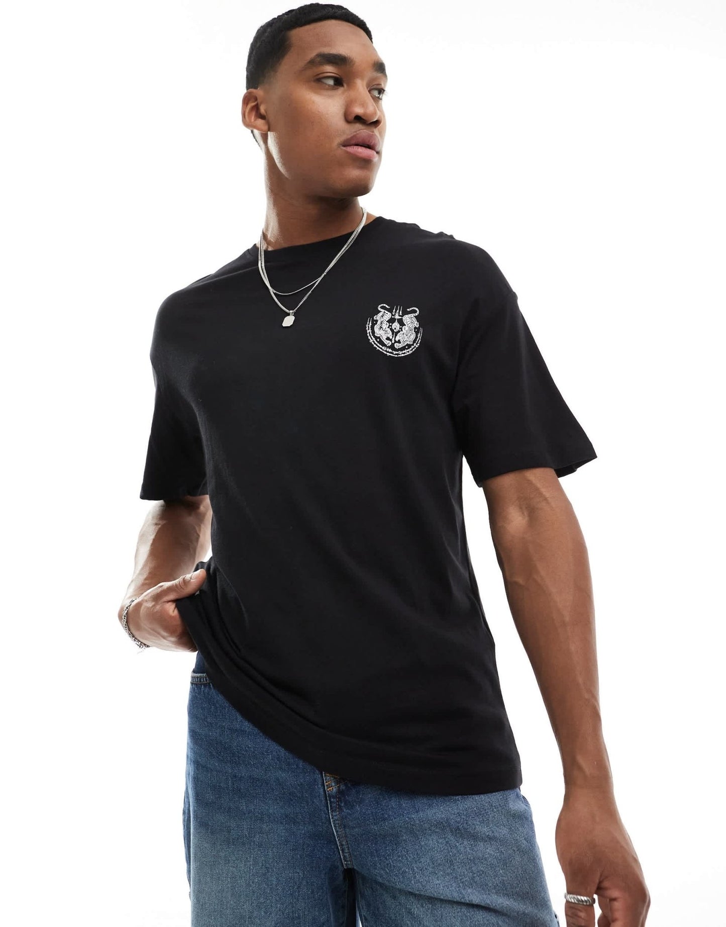 Jack & Jones oversized t-shirt with tiger back print in black - ASOS Sample Sale EU Store