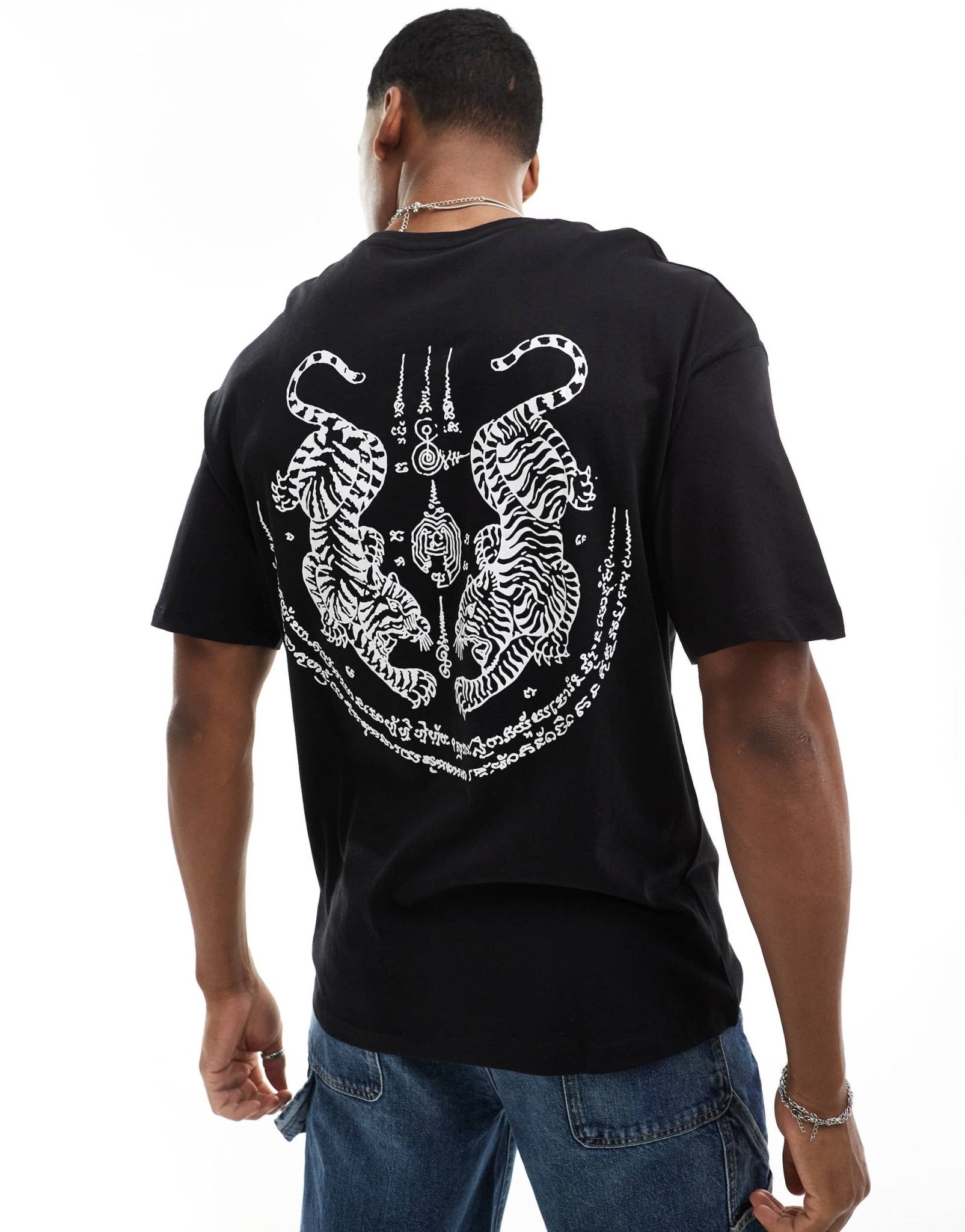 Jack & Jones oversized t-shirt with tiger back print in black - ASOS Sample Sale EU Store