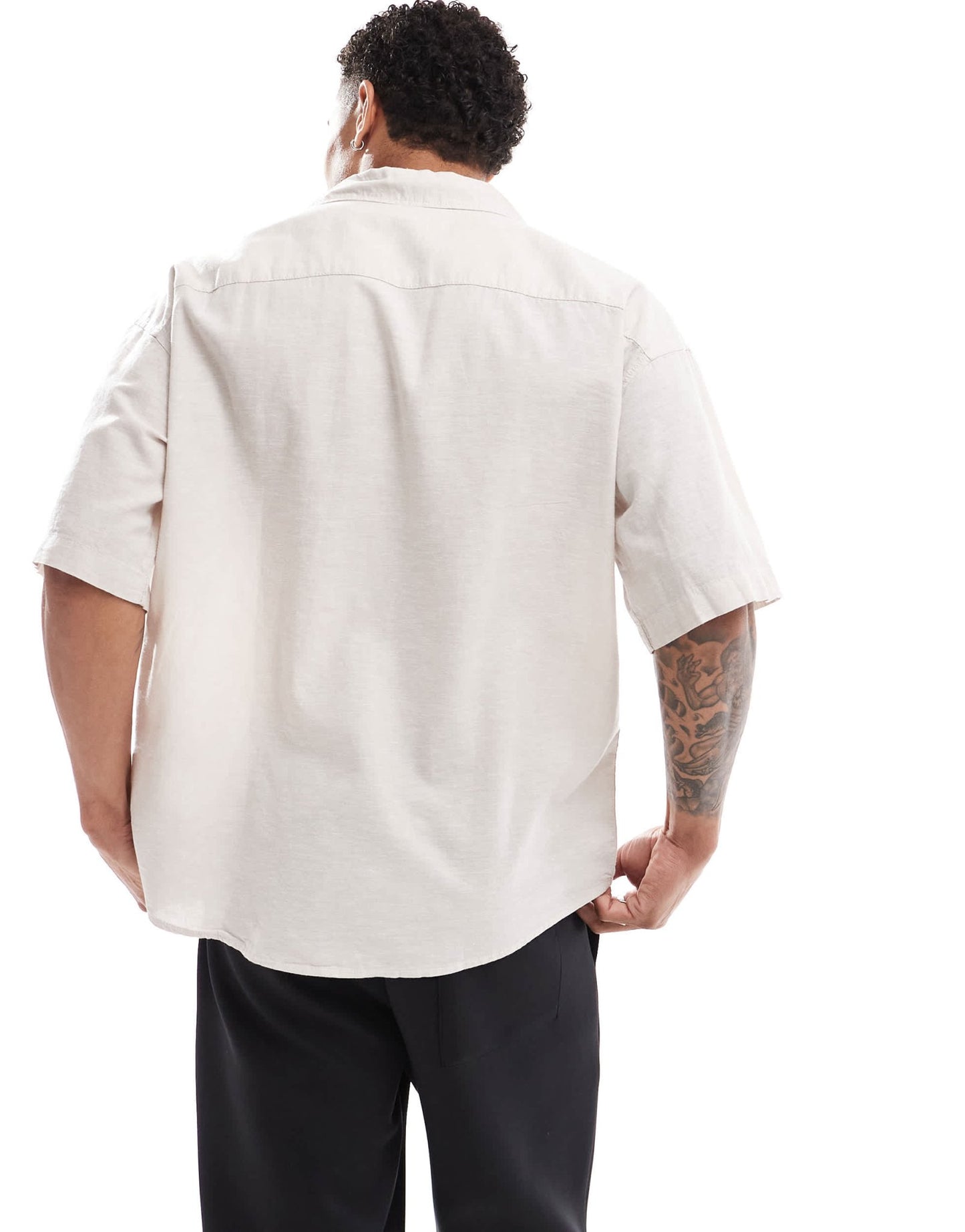Jack & Jones oversized utility pocket linen shirt in beige - ASOS Sample Sale EU Store