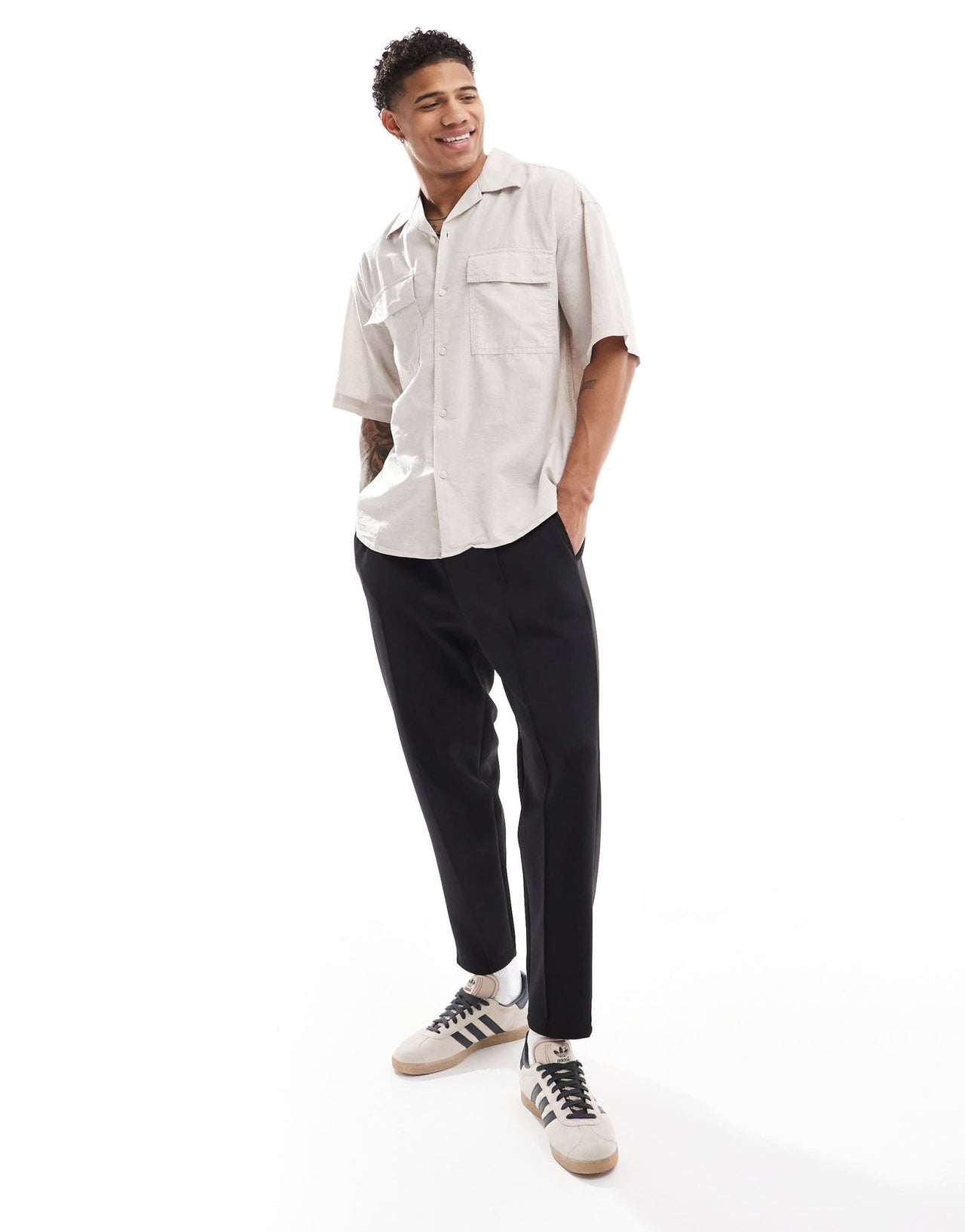 Jack & Jones oversized utility pocket linen shirt in beige - ASOS Sample Sale EU Store