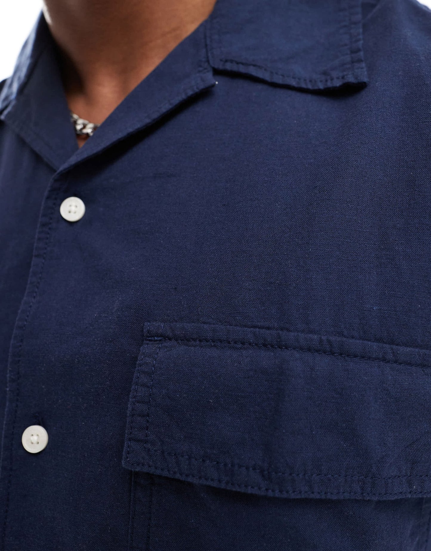 Jack & Jones oversized utility pocket linen shirt in navy - ASOS Sample Sale EU Store