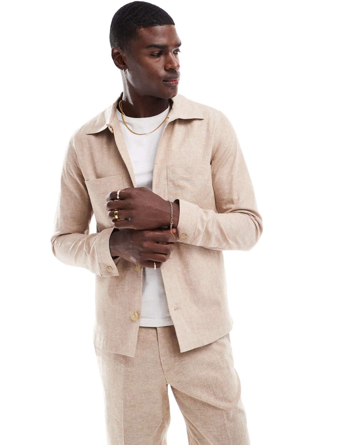 Jack & Jones Premium linen mix casual suit jacket in beige - ASOS Sample Sale EU Store