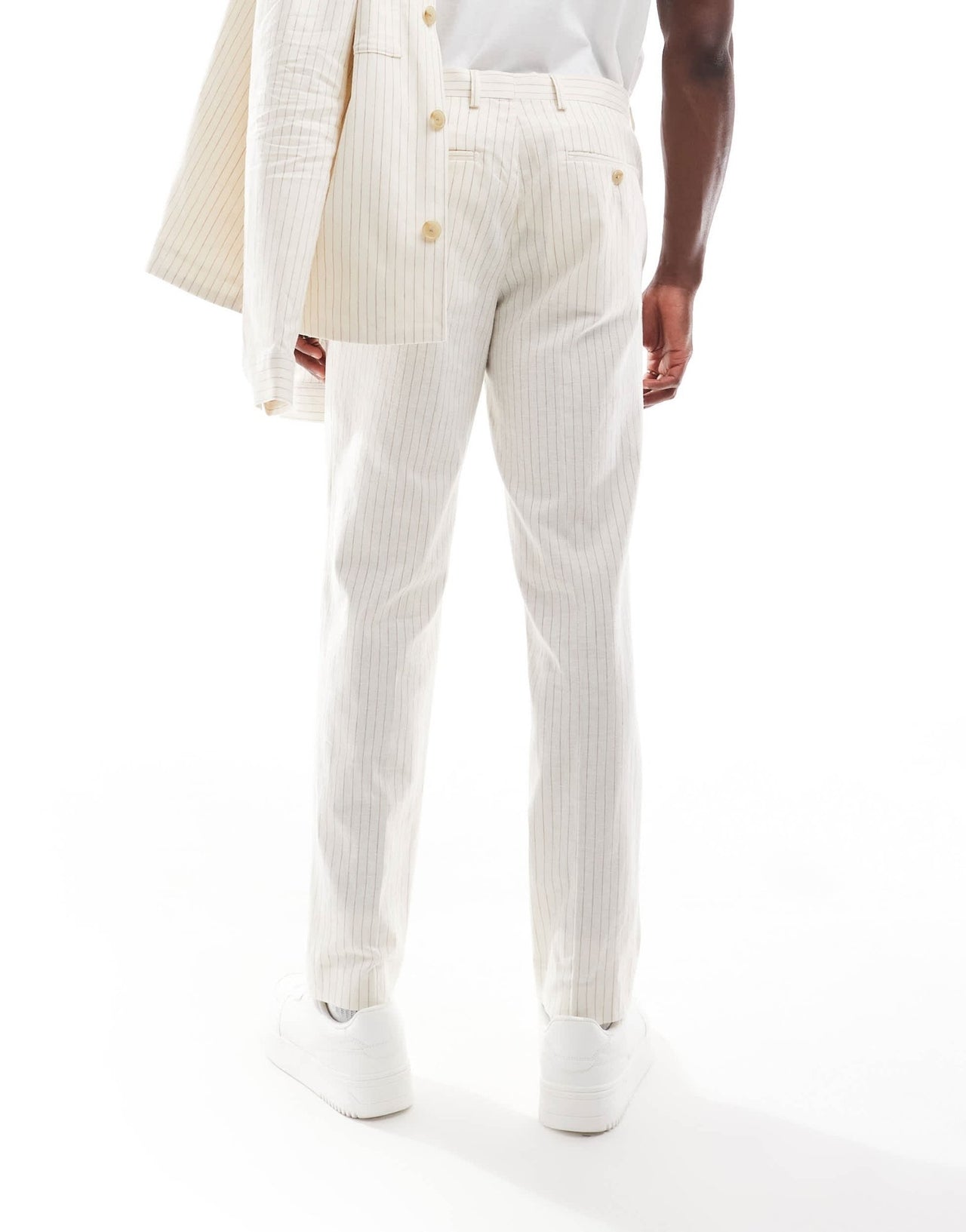 Jack & Jones Premium linen mix casual suit trouser in ecru stripe - ASOS Sample Sale EU Store