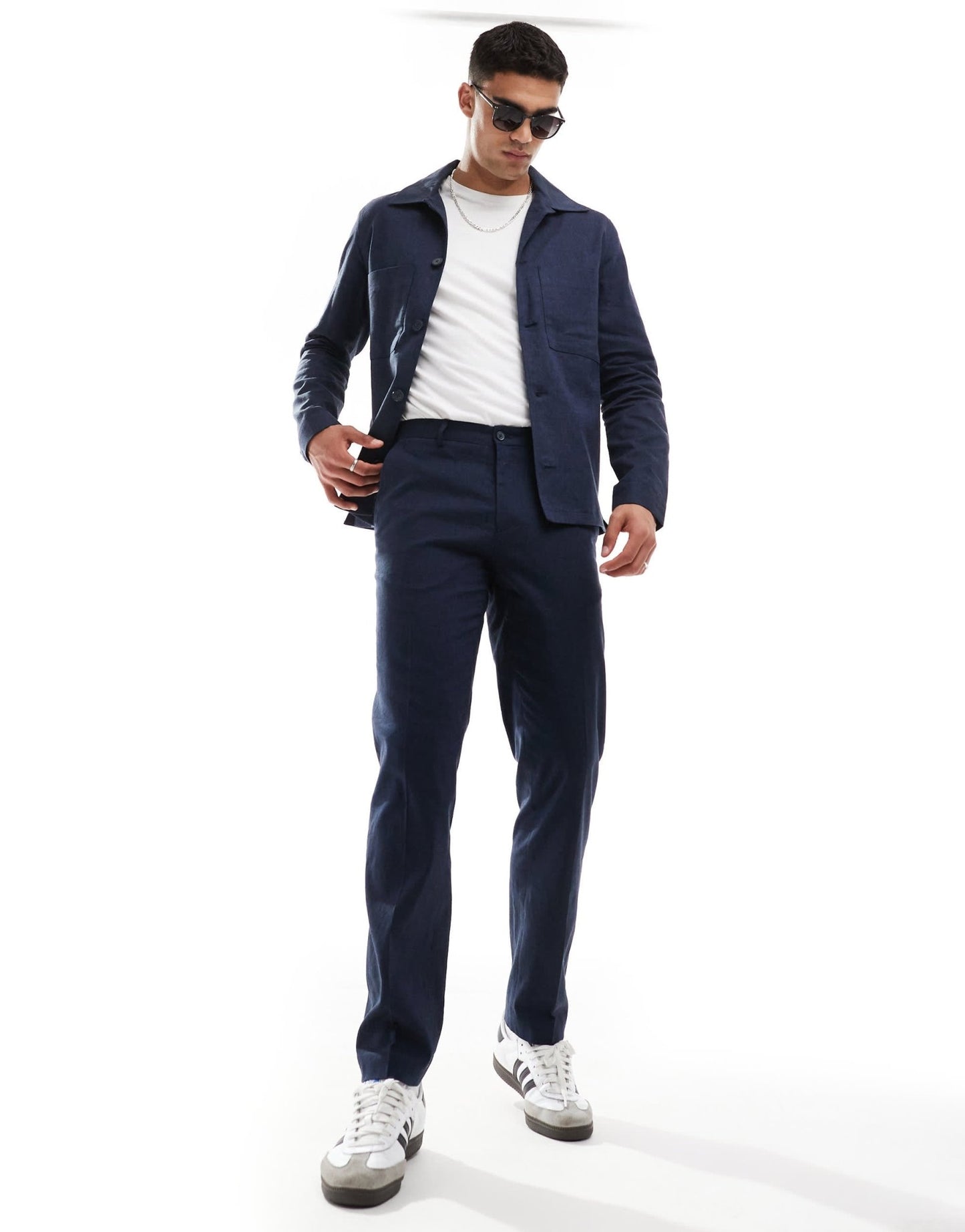 Jack & Jones Premium linen mix casual suit trouser in navy - ASOS Sample Sale EU Store