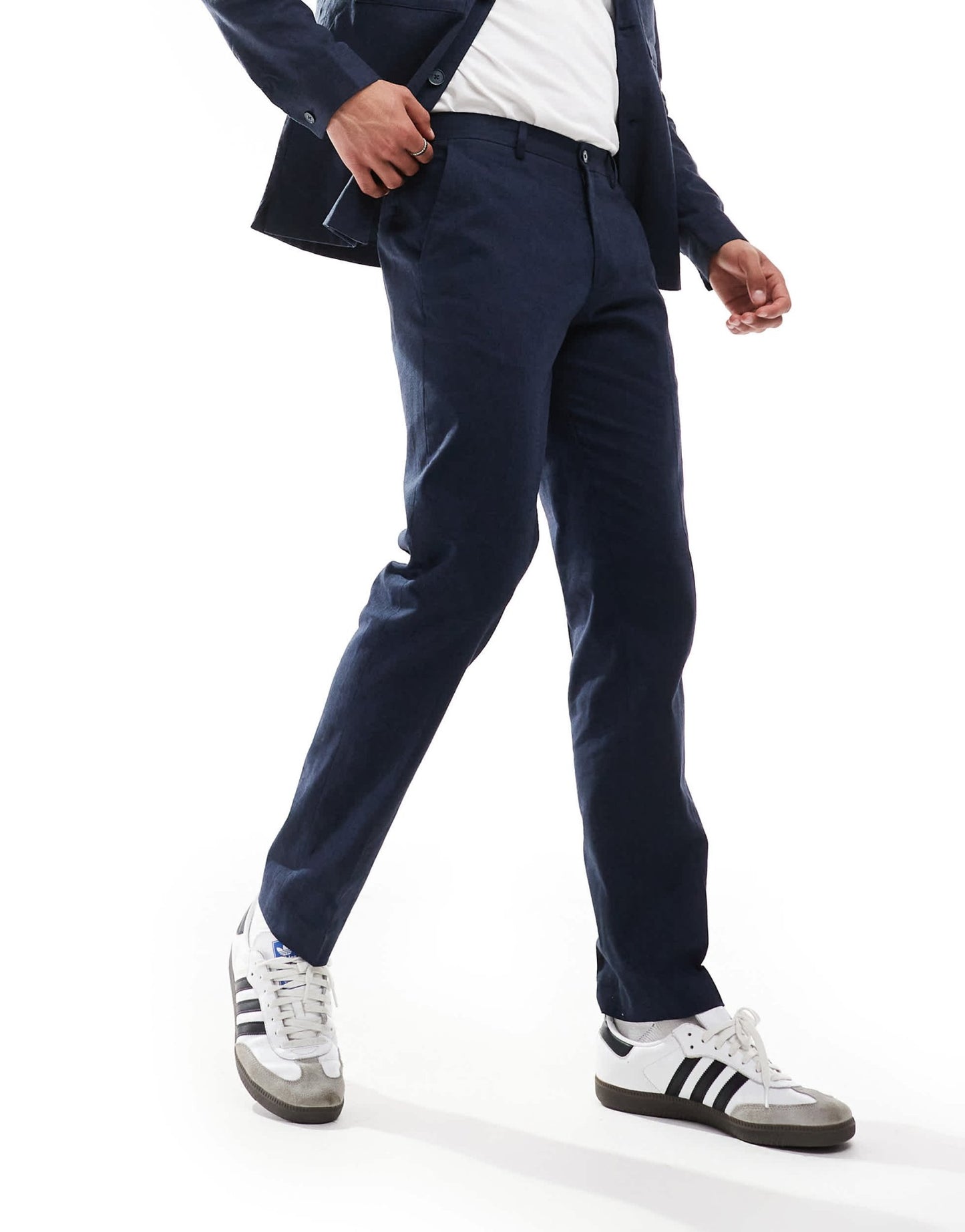 Jack & Jones Premium linen mix casual suit trouser in navy - ASOS Sample Sale EU Store