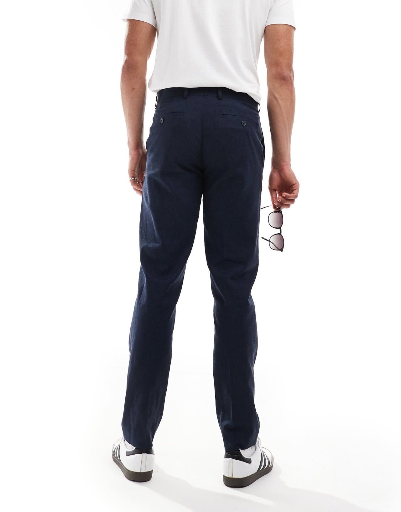 Jack & Jones Premium linen mix casual suit trouser in navy - ASOS Sample Sale EU Store