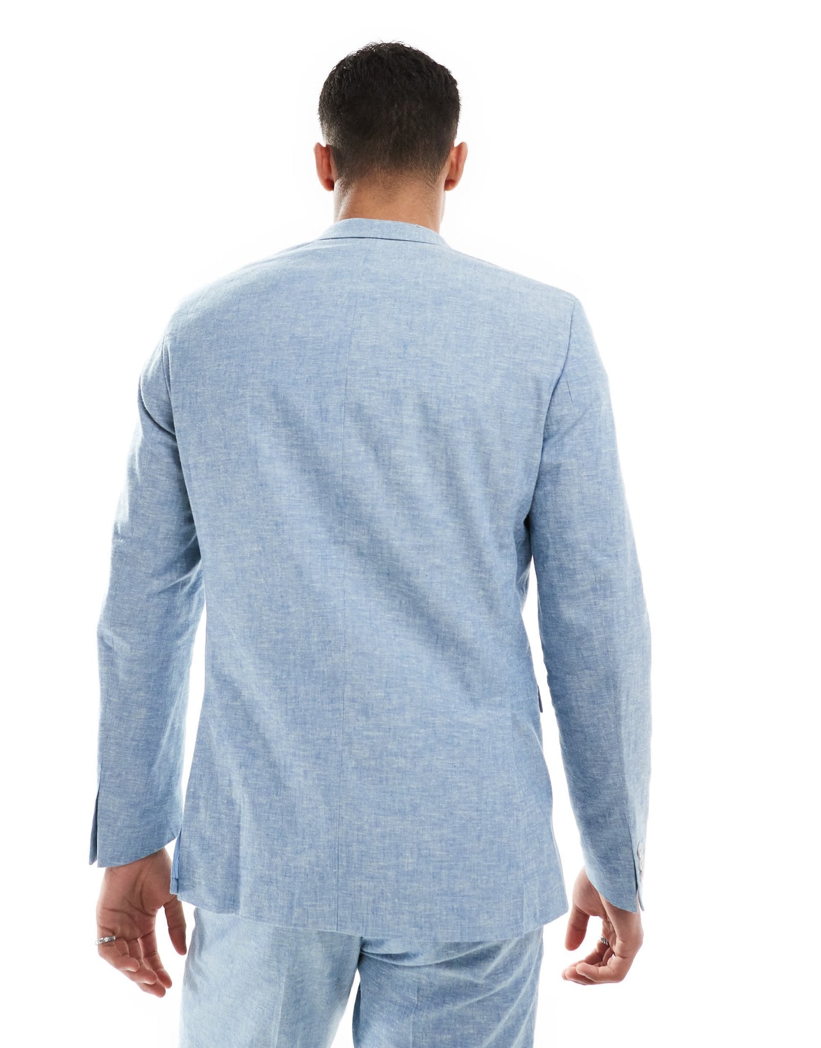 Jack & Jones Premium linen mix slim fit blazer in light blue - ASOS Sample Sale EU Store