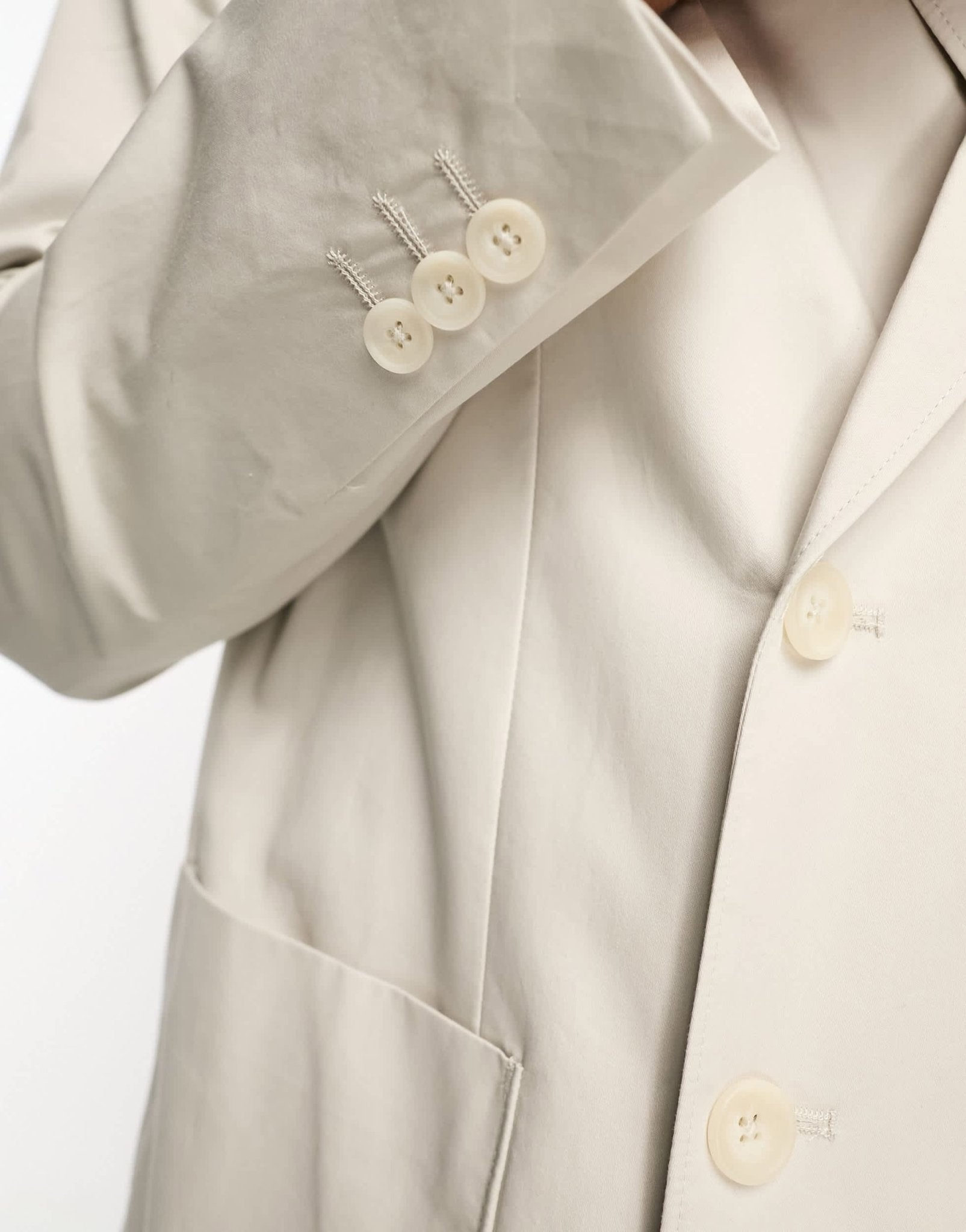 Jack & Jones Premium relaxed fit double breasted suit jacket in cream - ASOS Sample Sale EU Store