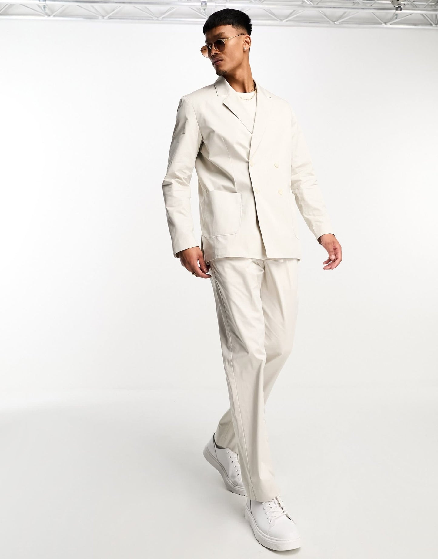 Jack & Jones Premium relaxed fit double breasted suit jacket in cream - ASOS Sample Sale EU Store