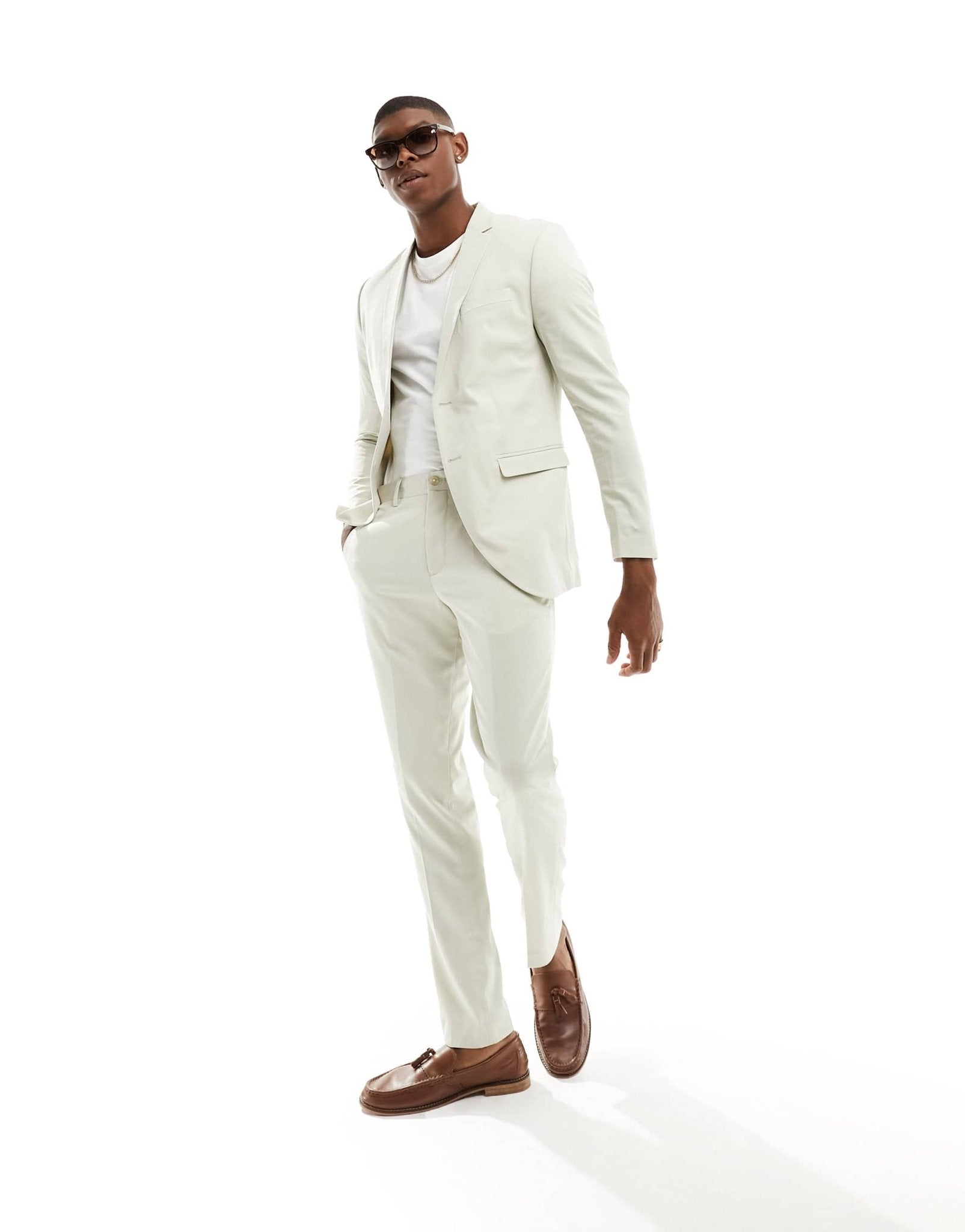 Jack & Jones Premium slim fit suit jacket in cream - ASOS Sample Sale EU Store