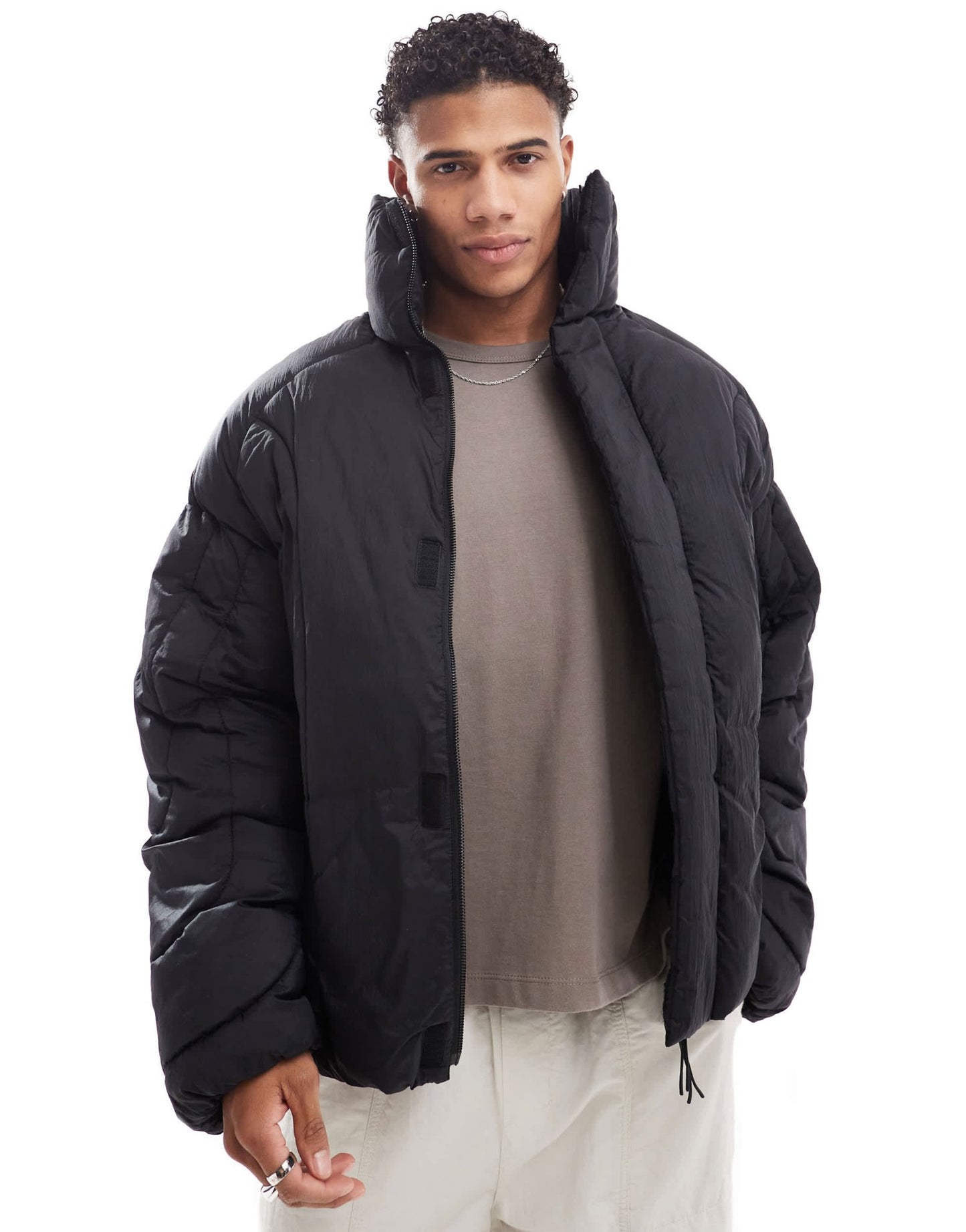 Jack & Jones Premium vertical panel puffer jacket in black - ASOS Sample Sale EU Store
