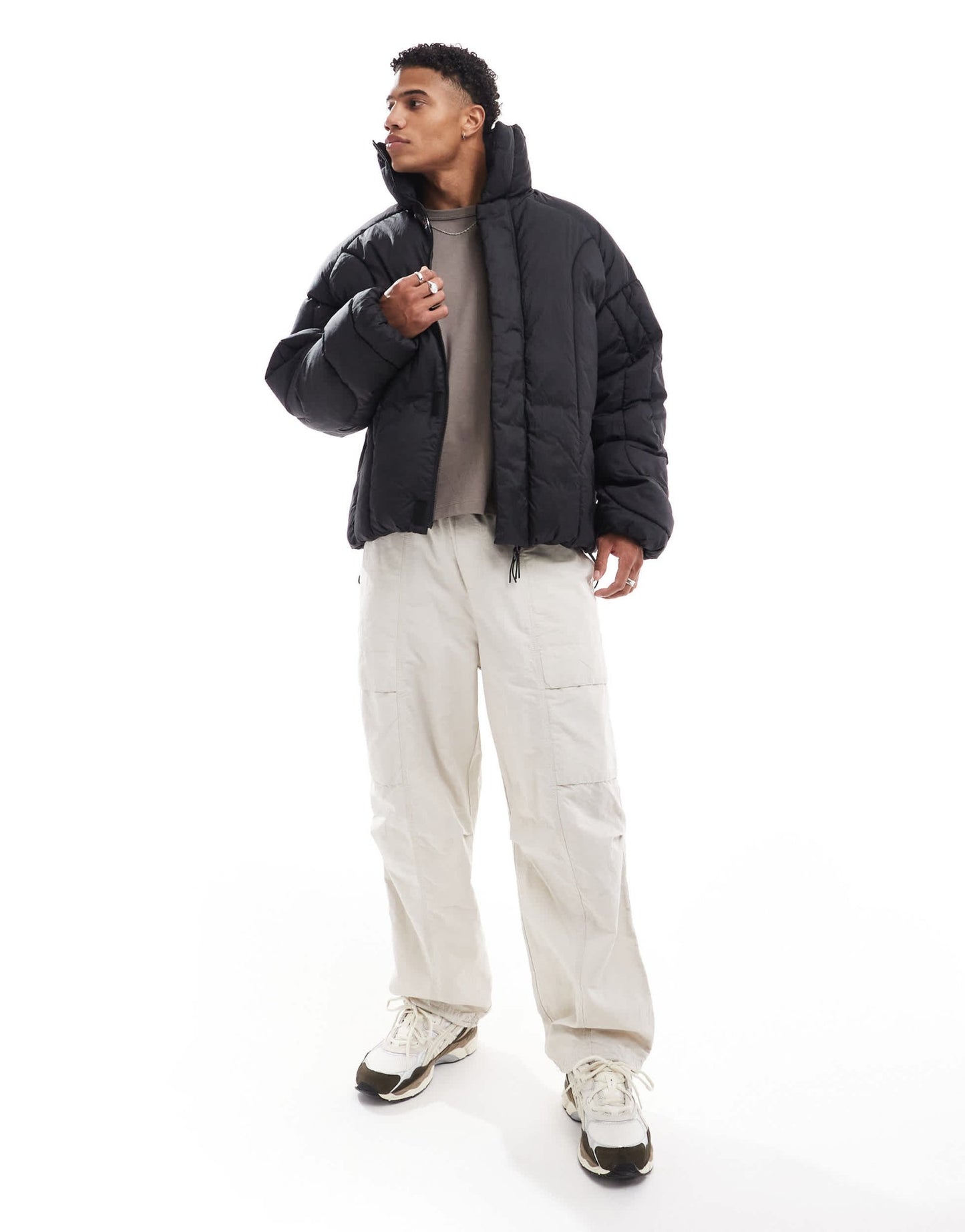 Jack & Jones Premium vertical panel puffer jacket in black - ASOS Sample Sale EU Store