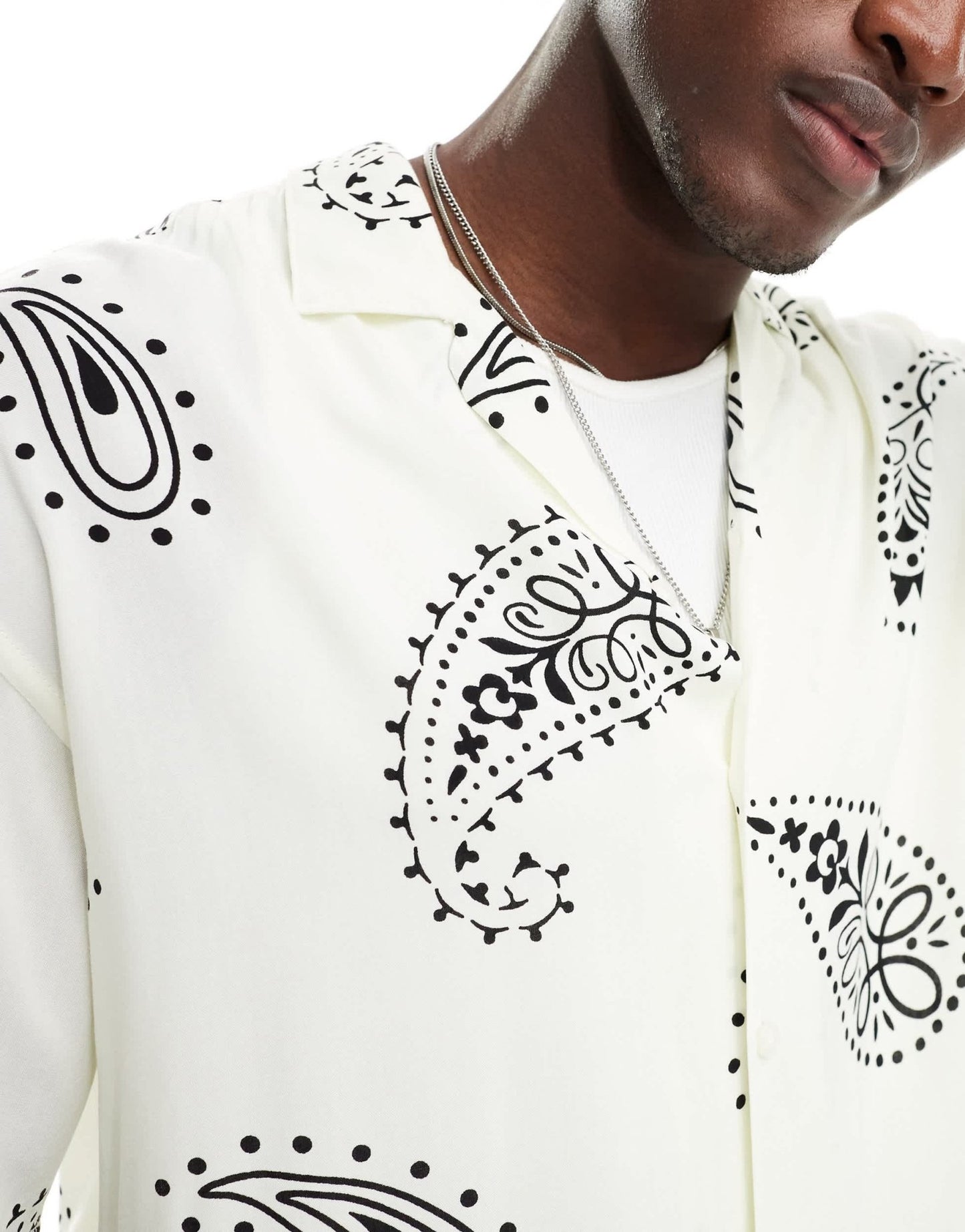 Jack & Jones revere collar shIrt with paisley print in white - ASOS Sample Sale EU Store