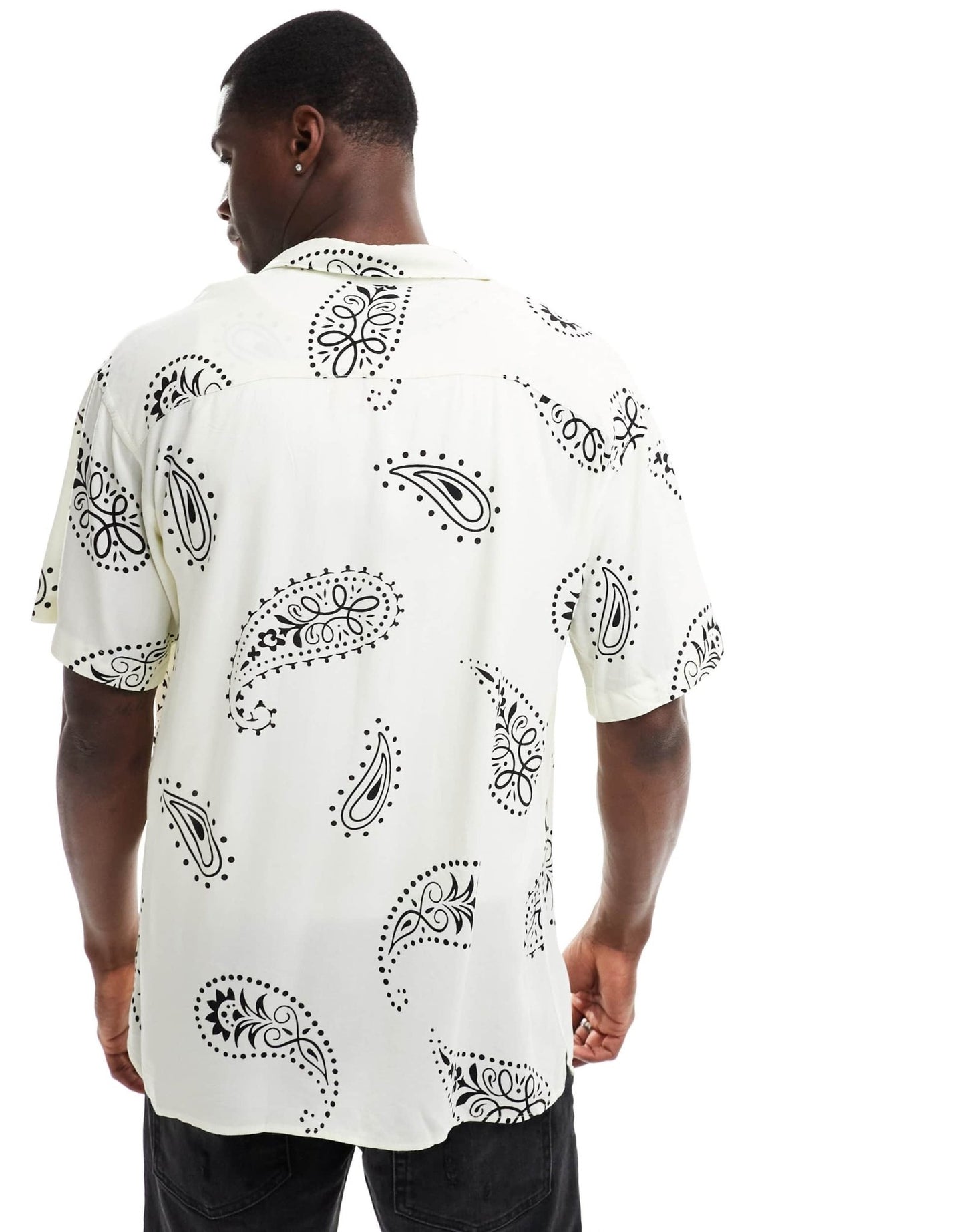 Jack & Jones revere collar shIrt with paisley print in white - ASOS Sample Sale EU Store