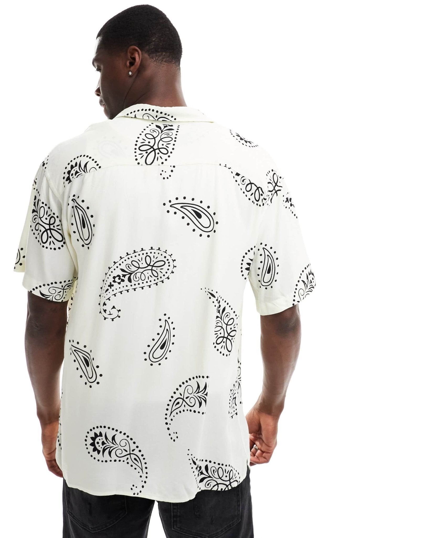 Jack & Jones revere collar shIrt with paisley print in white - ASOS Sample Sale EU Store