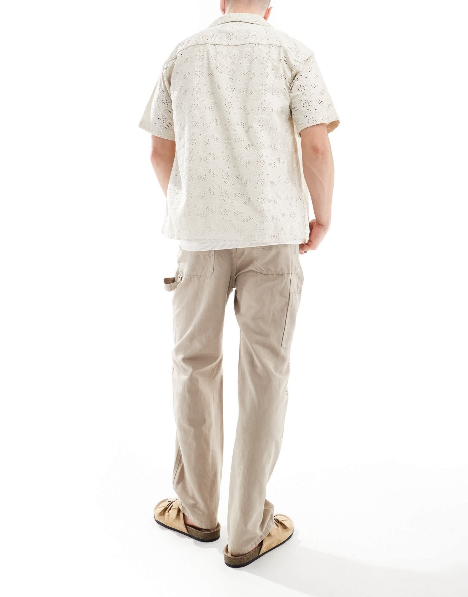 Jack & Jones wide fit linen mix carpenter trouser in beige - ASOS Sample Sale EU Store