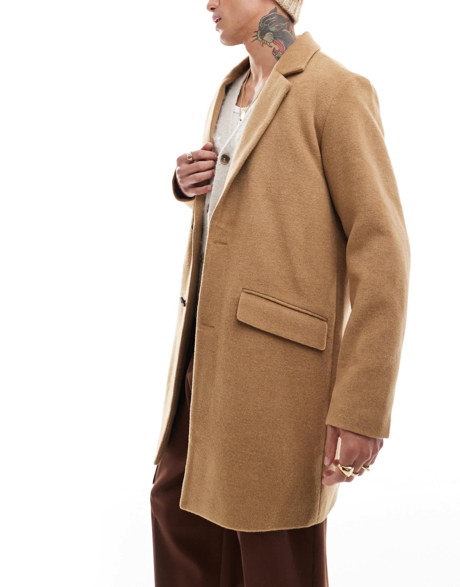 Jack & Jones wool blend overcoat in tan - ASOS Sample Sale EU Store