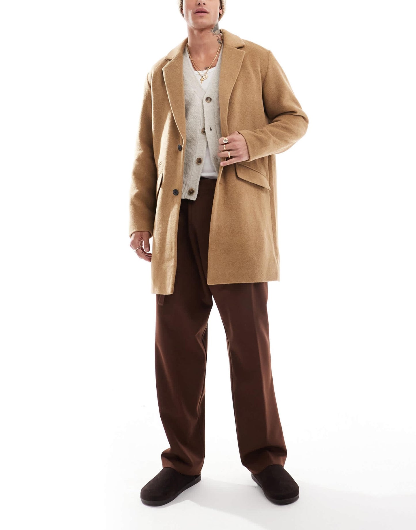 Jack & Jones wool blend overcoat in tan - ASOS Sample Sale EU Store