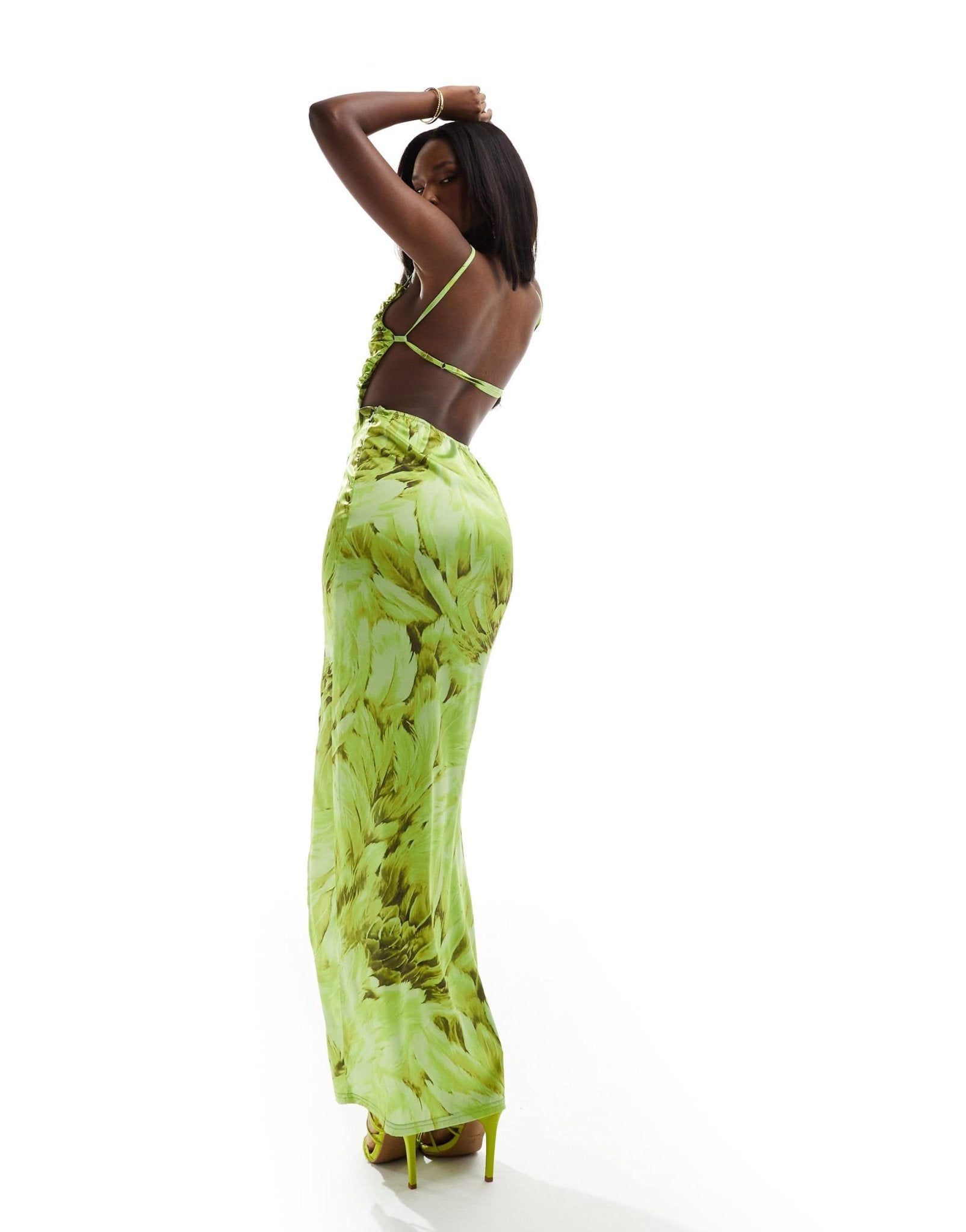 Jaded Rose cami maxi dress with open back in green floral print - ASOS Sample Sale EU Store