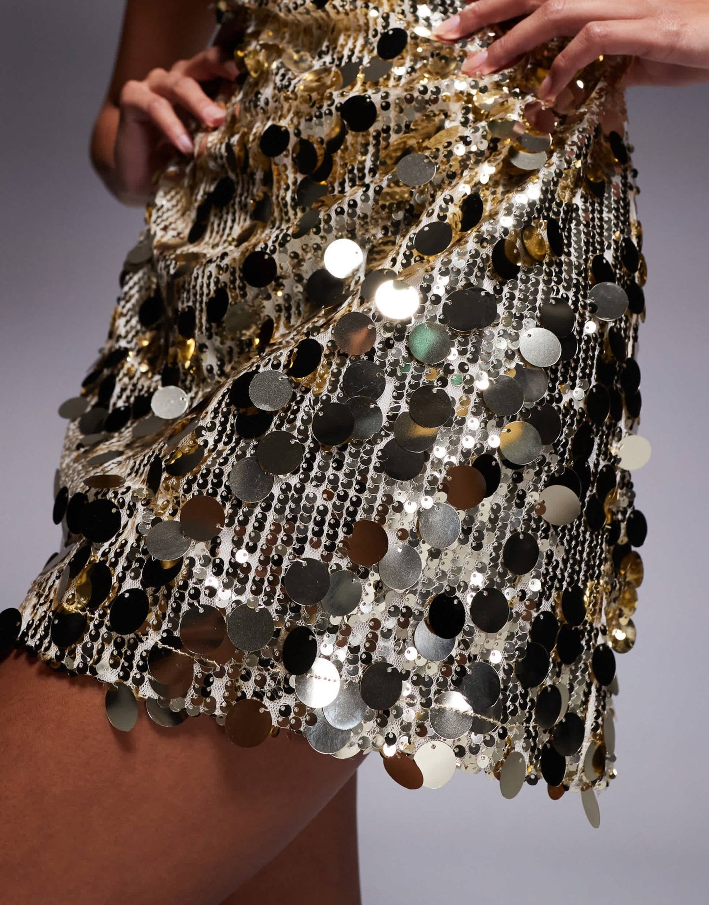 Jaded Rose Petite disc sequin mini dress in gold - ASOS Sample Sale EU Store
