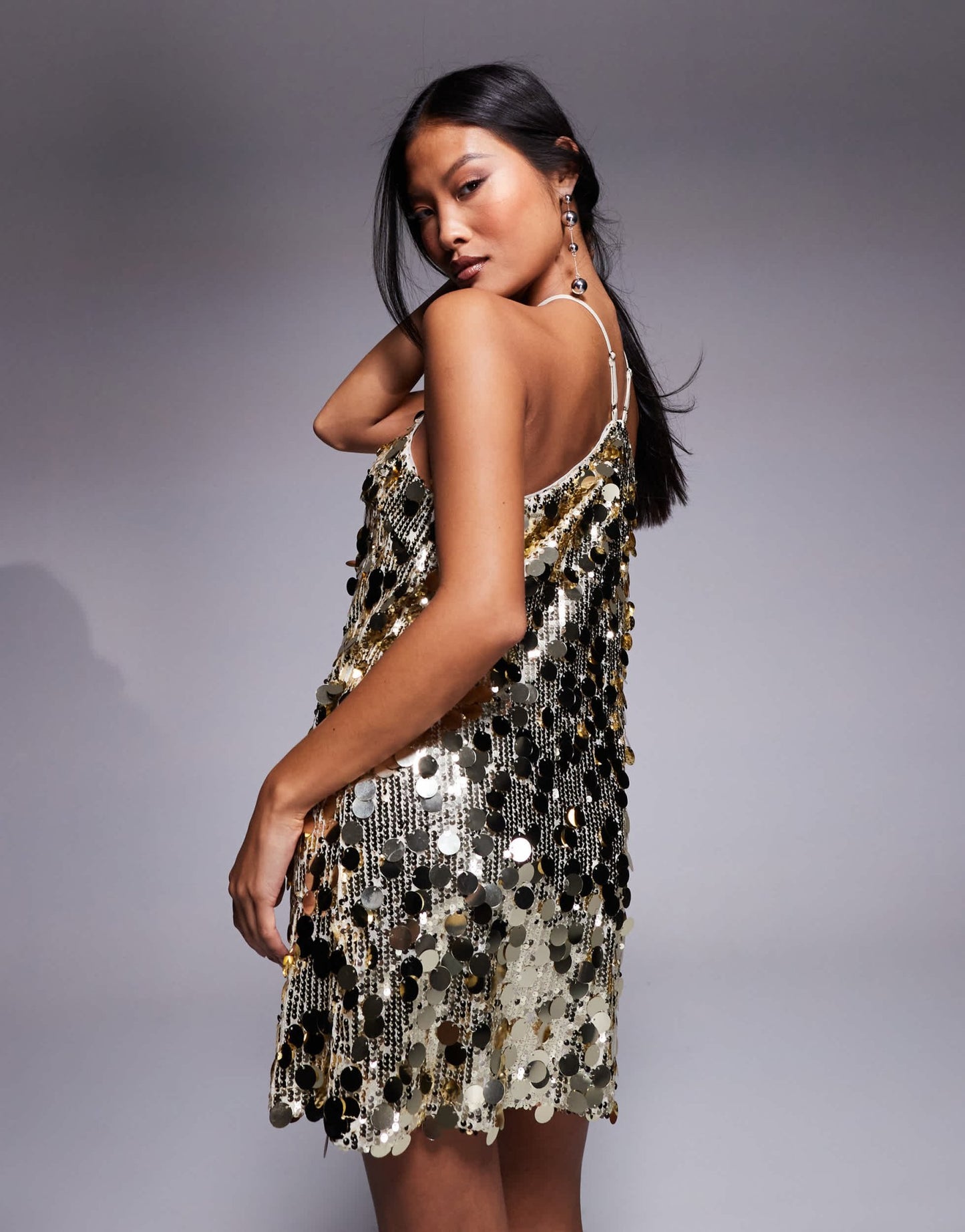Jaded Rose Petite disc sequin mini dress in gold - ASOS Sample Sale EU Store