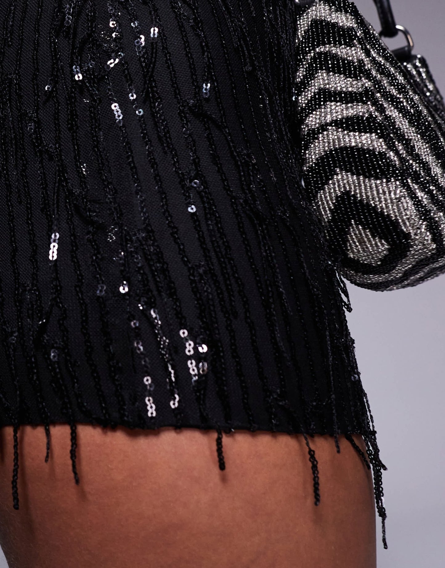 Jaded Rose Tall fringe sequin hot pants in black - ASOS Sample Sale EU Store